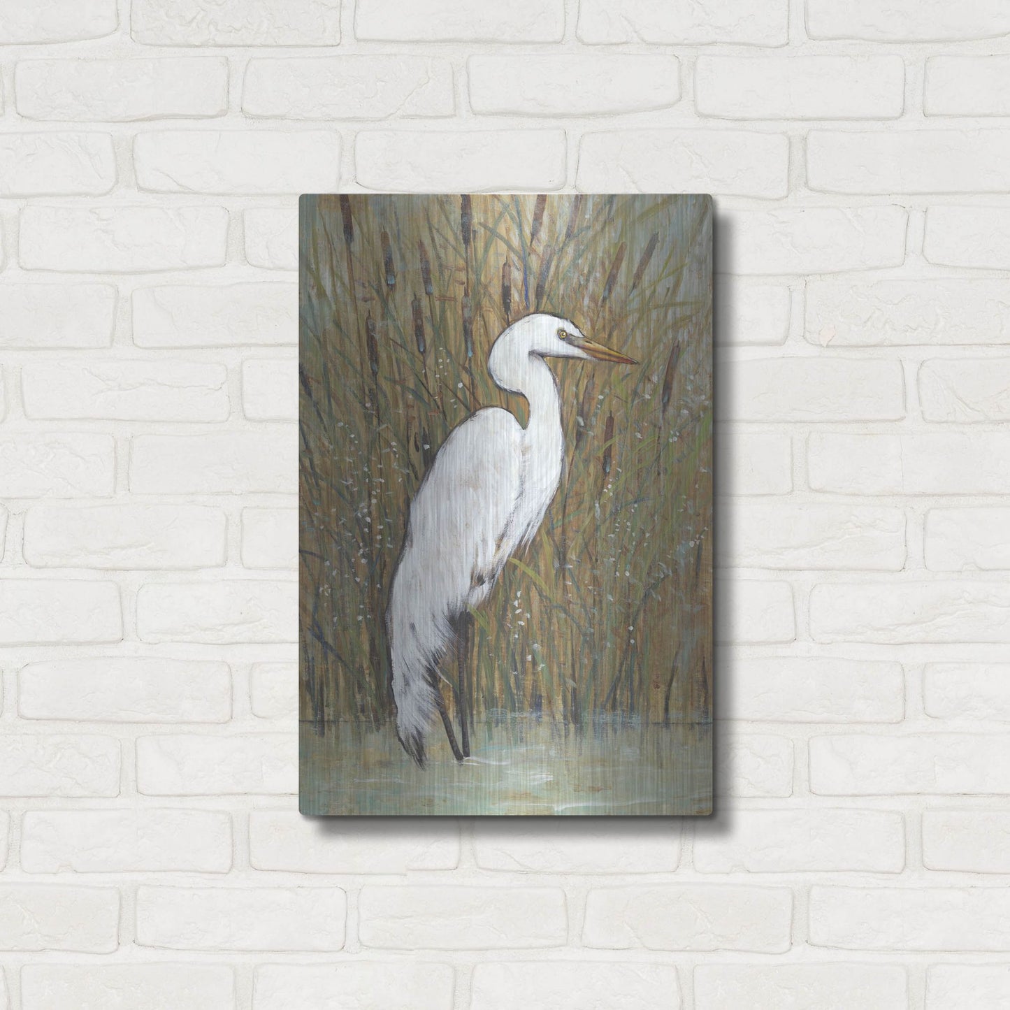 Luxe Metal Art 'White Egret II' by Tim O'Toole, Metal Wall Art,16x24