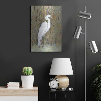 Luxe Metal Art 'White Egret II' by Tim O'Toole, Metal Wall Art,16x24