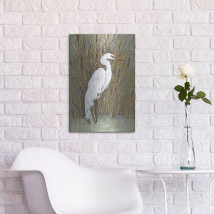 Luxe Metal Art 'White Egret II' by Tim O'Toole, Metal Wall Art,16x24