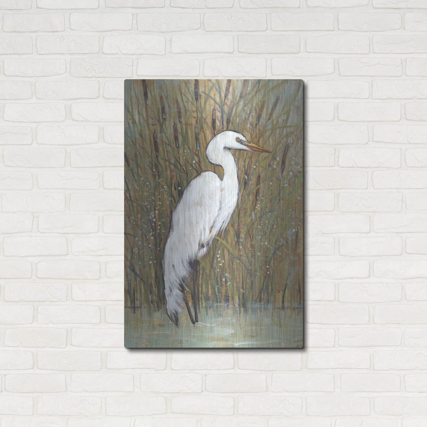 Luxe Metal Art 'White Egret II' by Tim O'Toole, Metal Wall Art,24x36