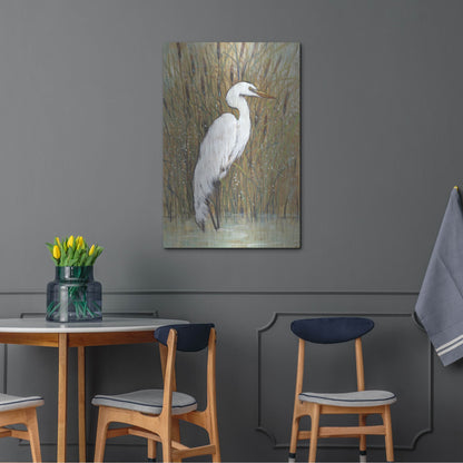 Luxe Metal Art 'White Egret II' by Tim O'Toole, Metal Wall Art,24x36