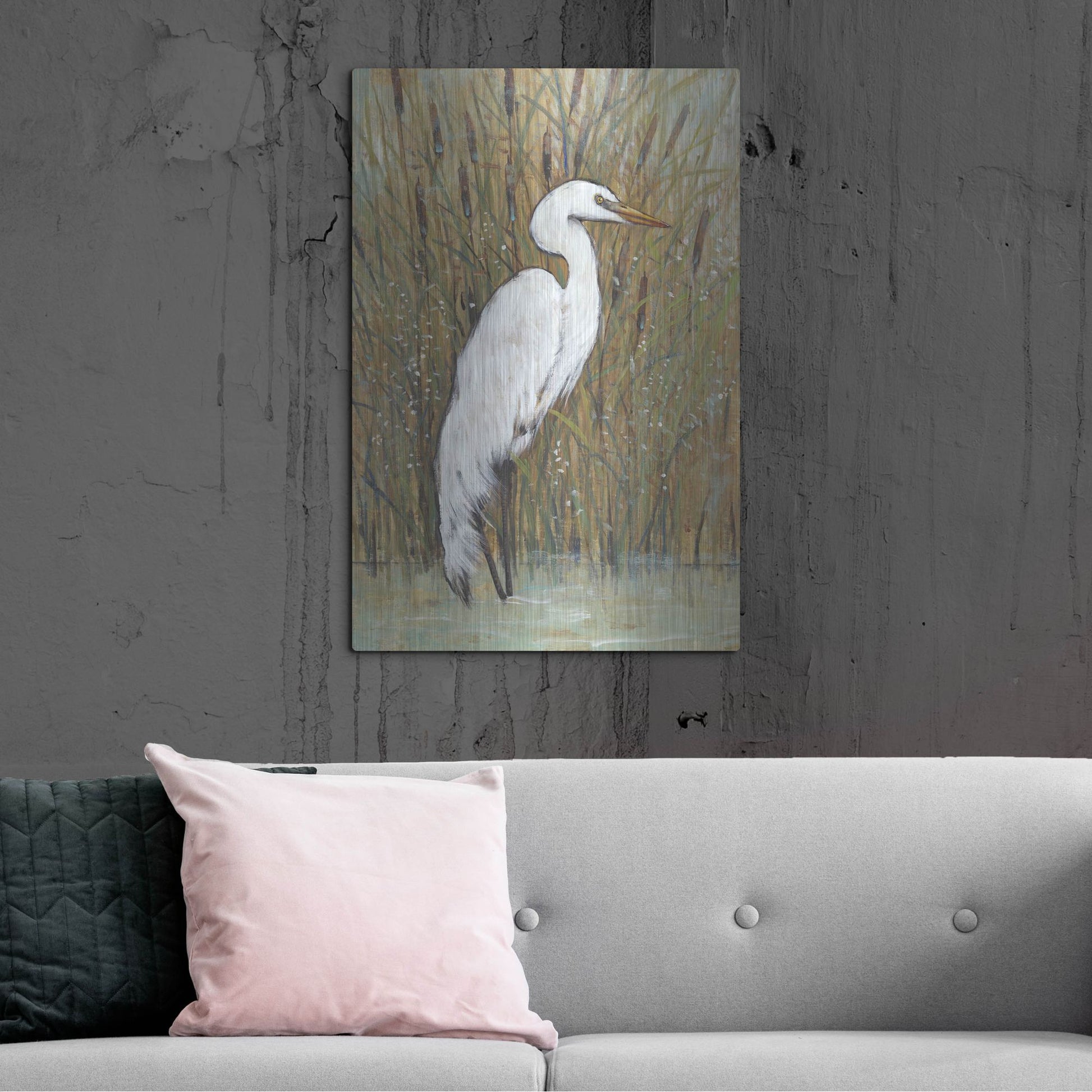 Luxe Metal Art 'White Egret II' by Tim O'Toole, Metal Wall Art,24x36