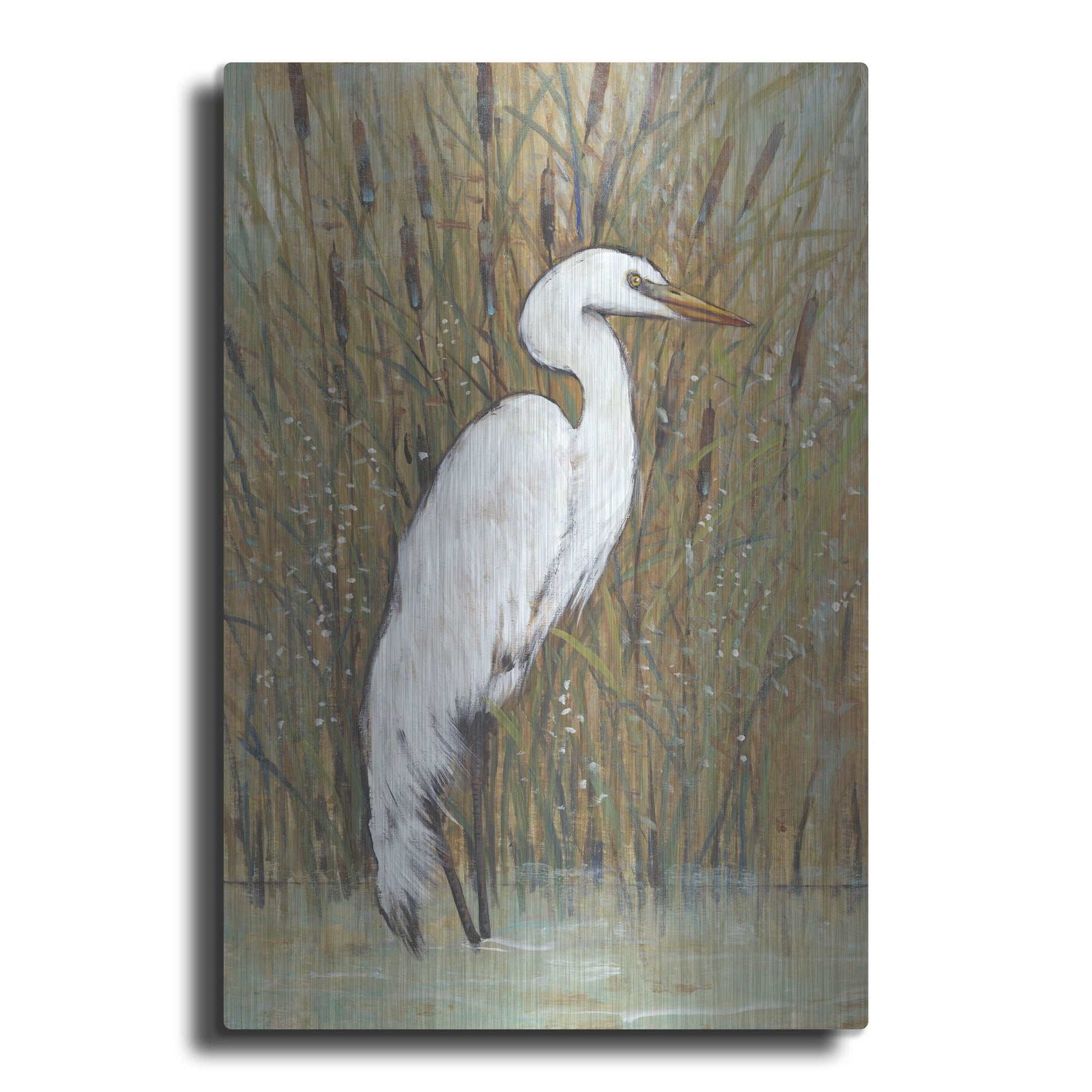 Luxe Metal Art 'White Egret II' by Tim O'Toole, Metal Wall Art