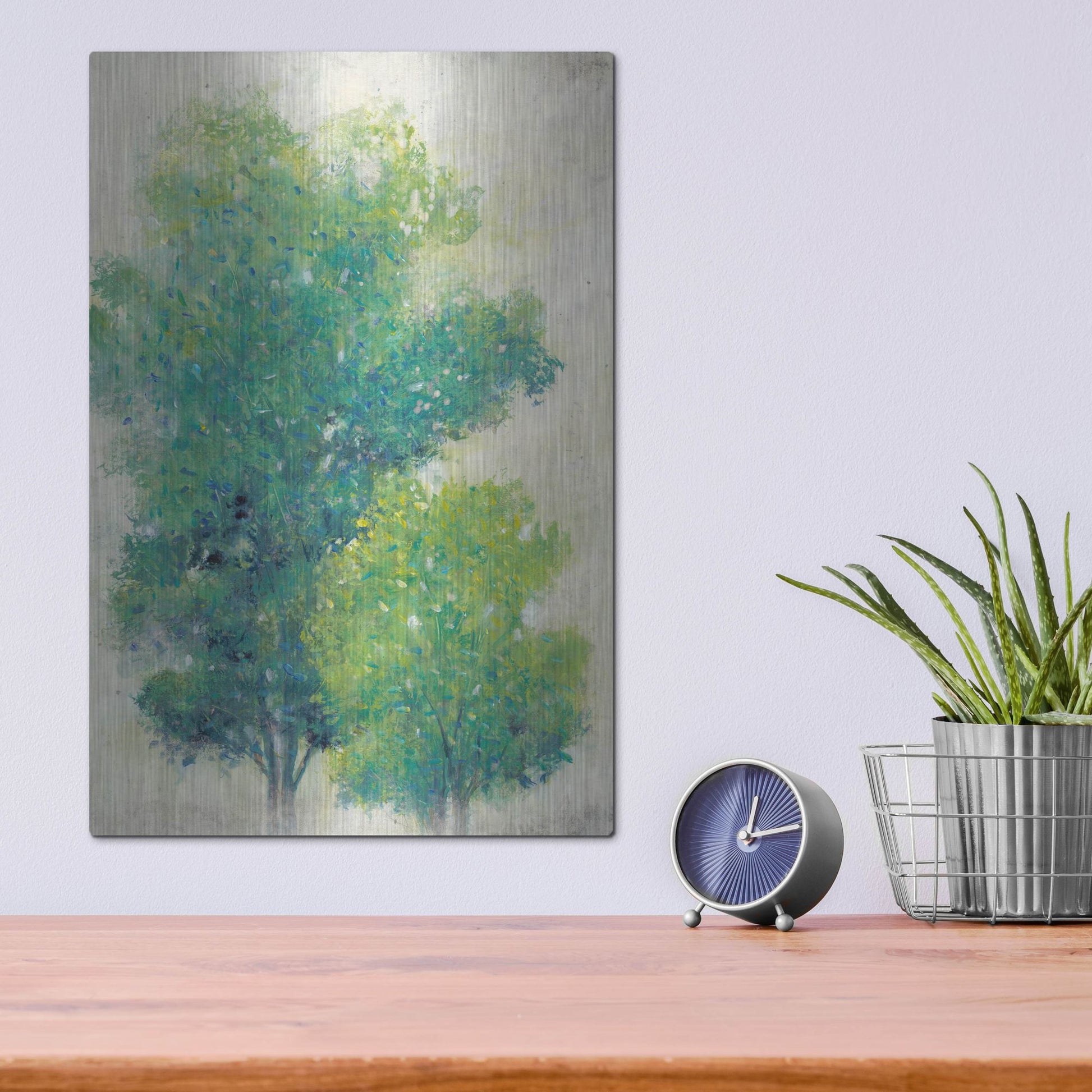 Luxe Metal Art 'A Pair of Trees I' by Tim O'Toole, Metal Wall Art,12x16