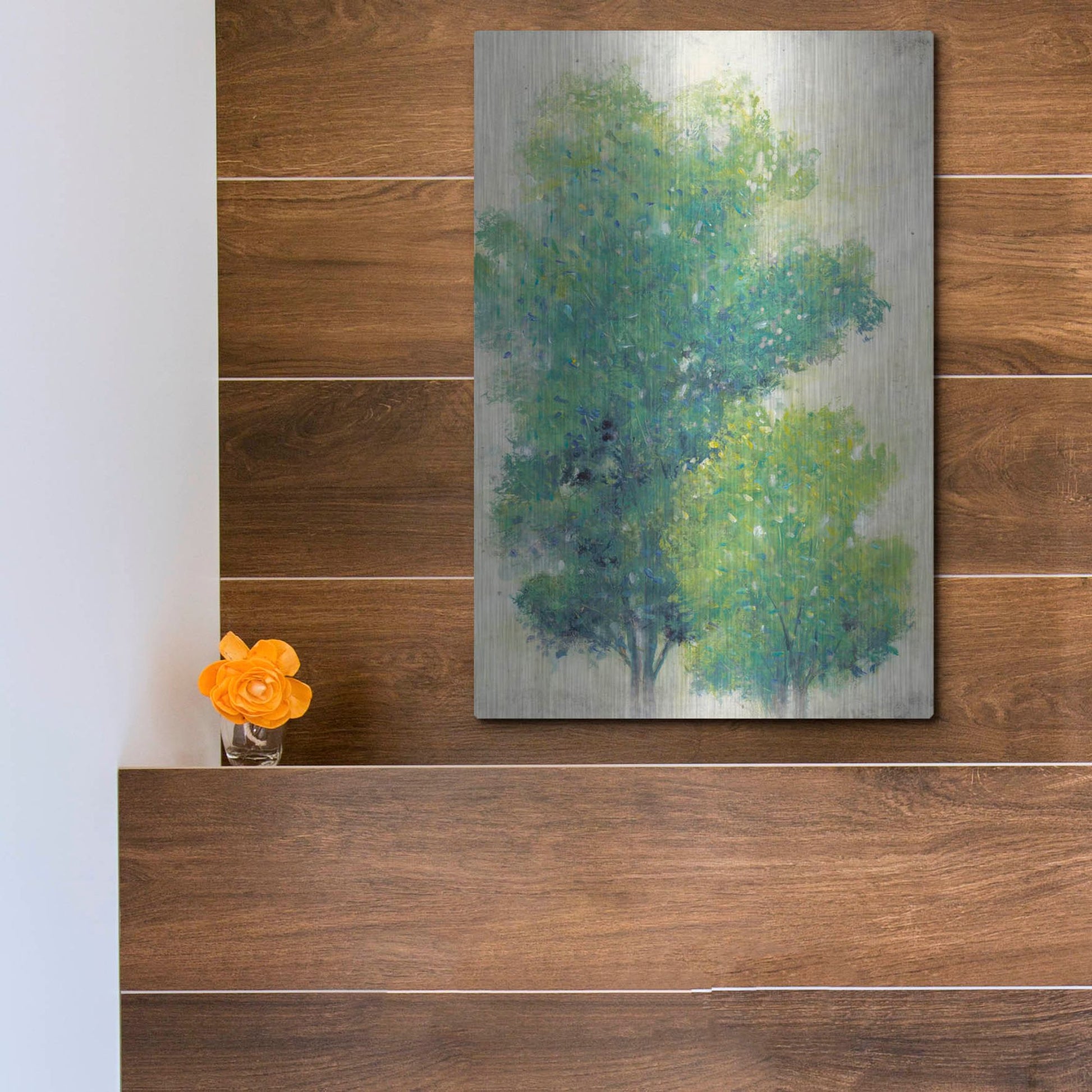 Luxe Metal Art 'A Pair of Trees I' by Tim O'Toole, Metal Wall Art,12x16