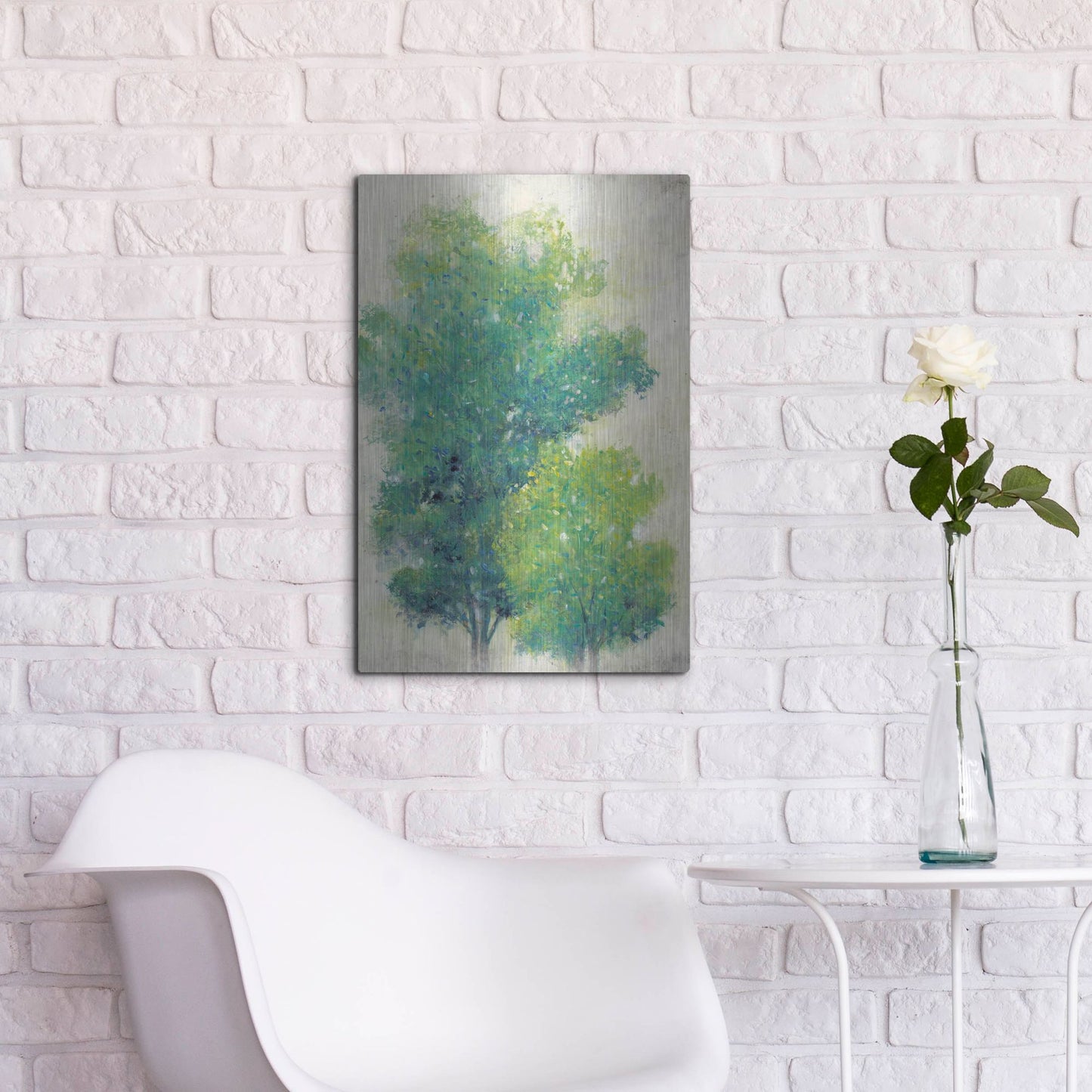 Luxe Metal Art 'A Pair of Trees I' by Tim O'Toole, Metal Wall Art,16x24