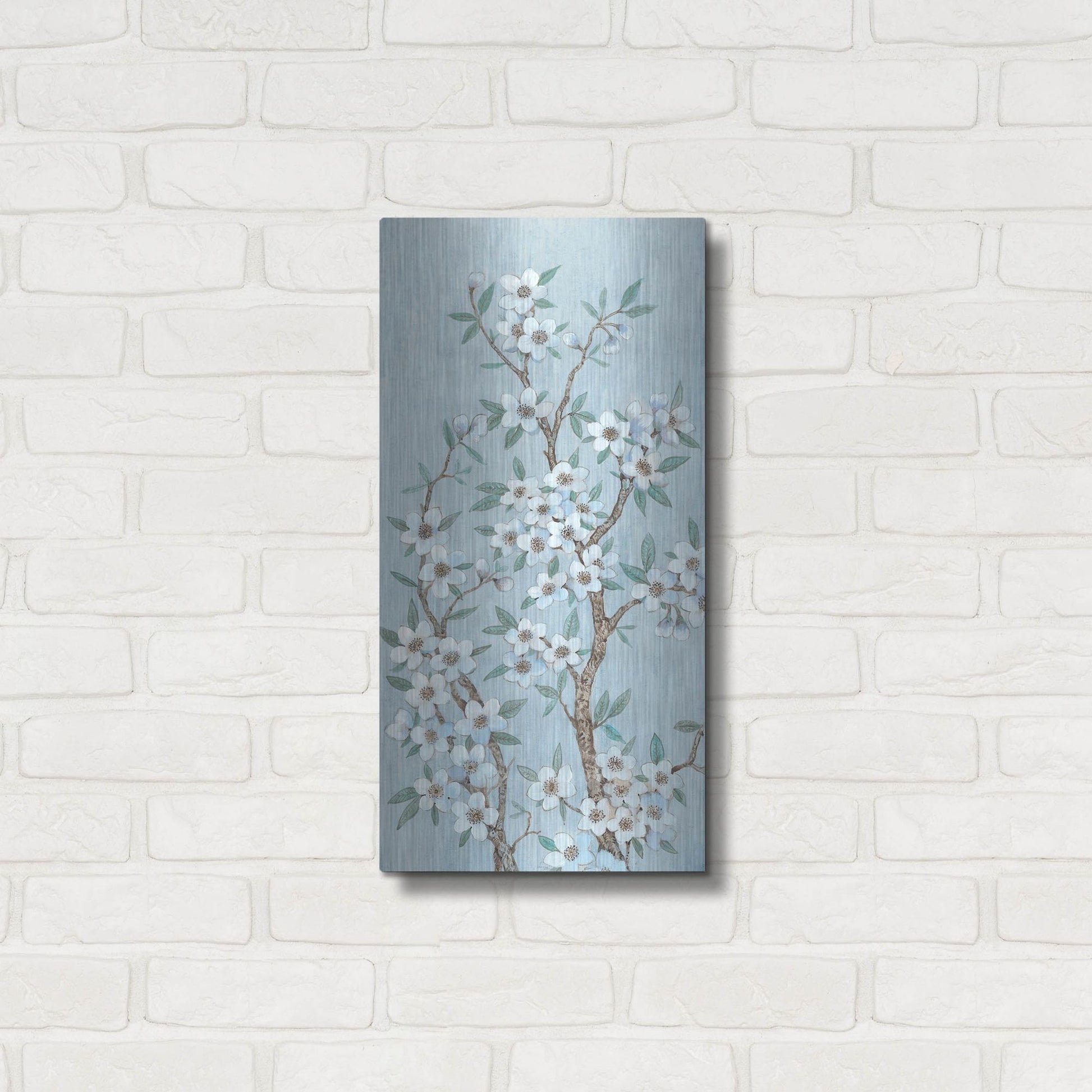 Luxe Metal Art 'Branches of Blossoms I' by Tim O'Toole, Metal Wall Art,12x24