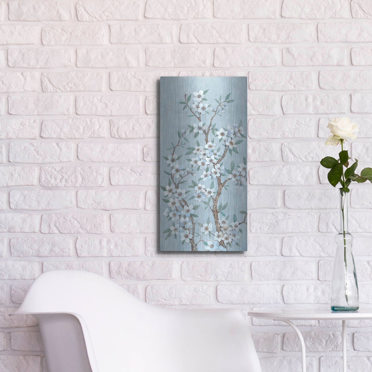 Luxe Metal Art 'Branches of Blossoms I' by Tim O'Toole, Metal Wall Art,12x24