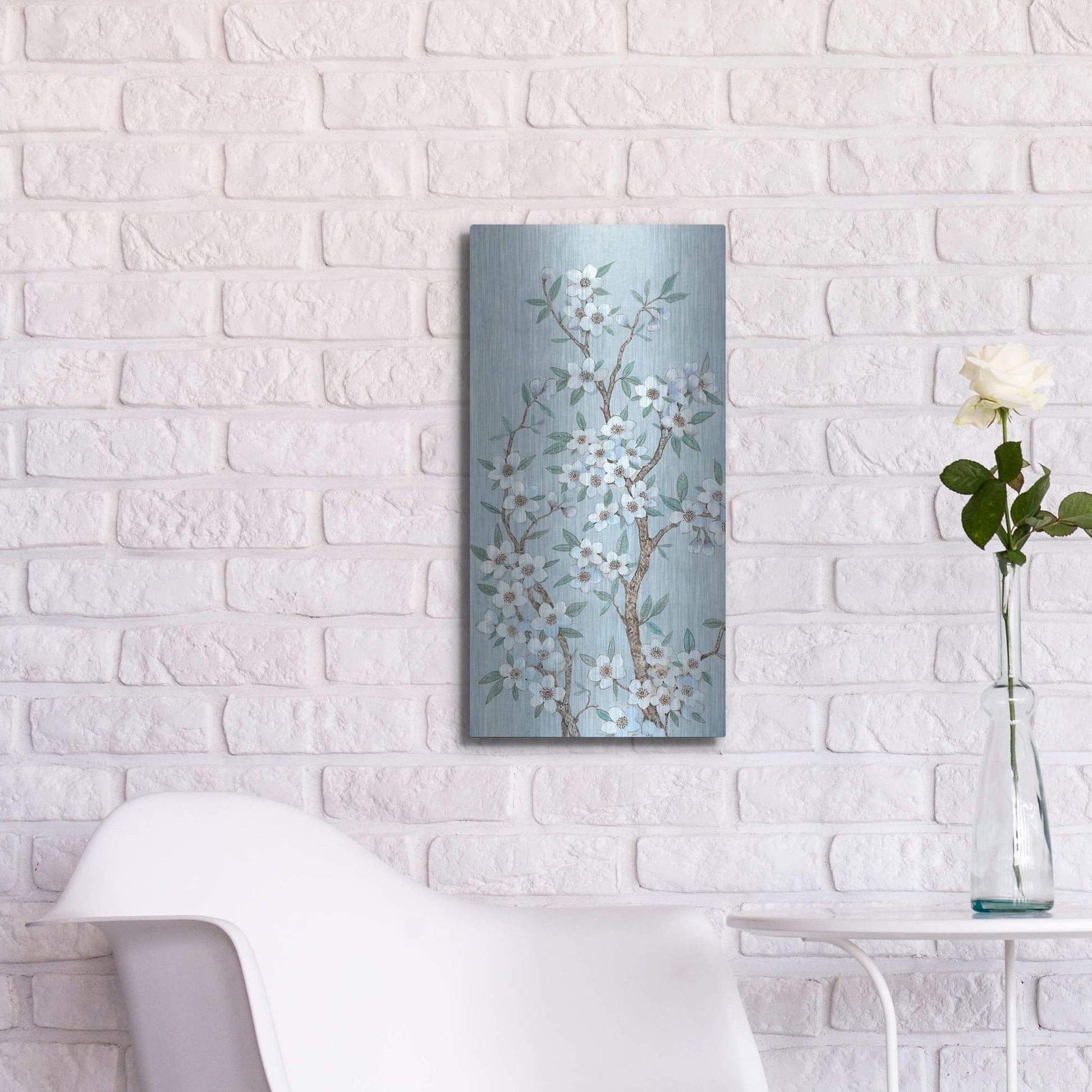 Luxe Metal Art 'Branches of Blossoms I' by Tim O'Toole, Metal Wall Art,12x24