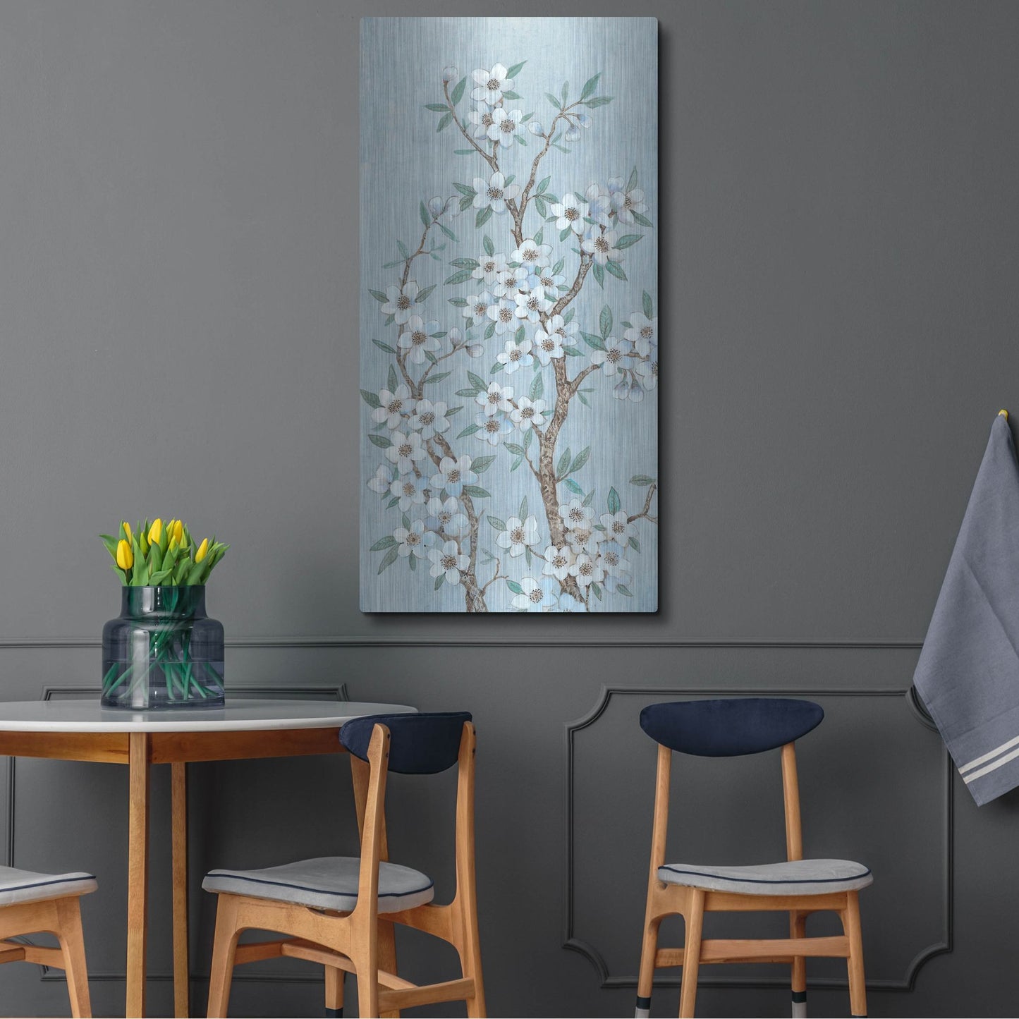 Luxe Metal Art 'Branches of Blossoms I' by Tim O'Toole, Metal Wall Art,24x48