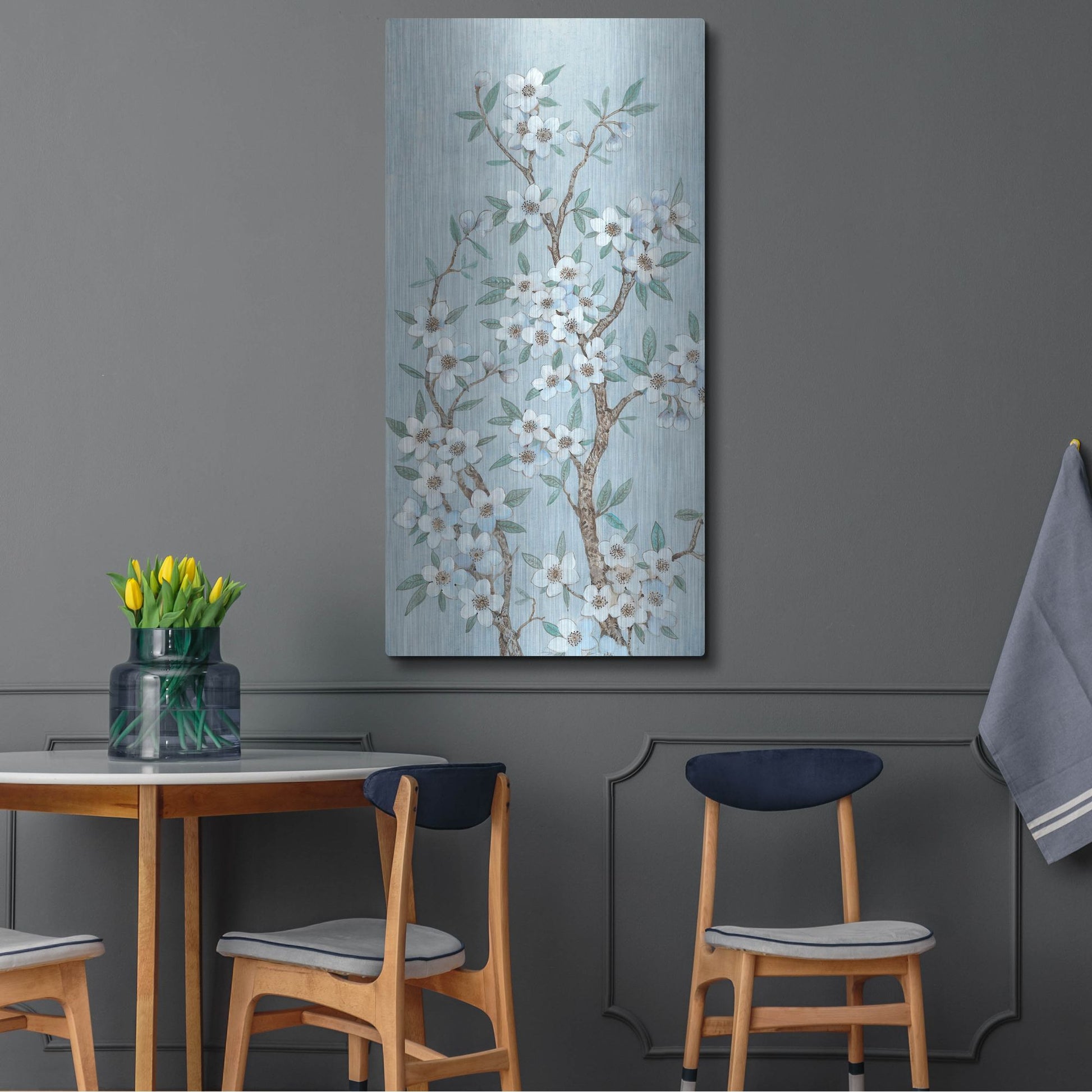 Luxe Metal Art 'Branches of Blossoms I' by Tim O'Toole, Metal Wall Art,24x48