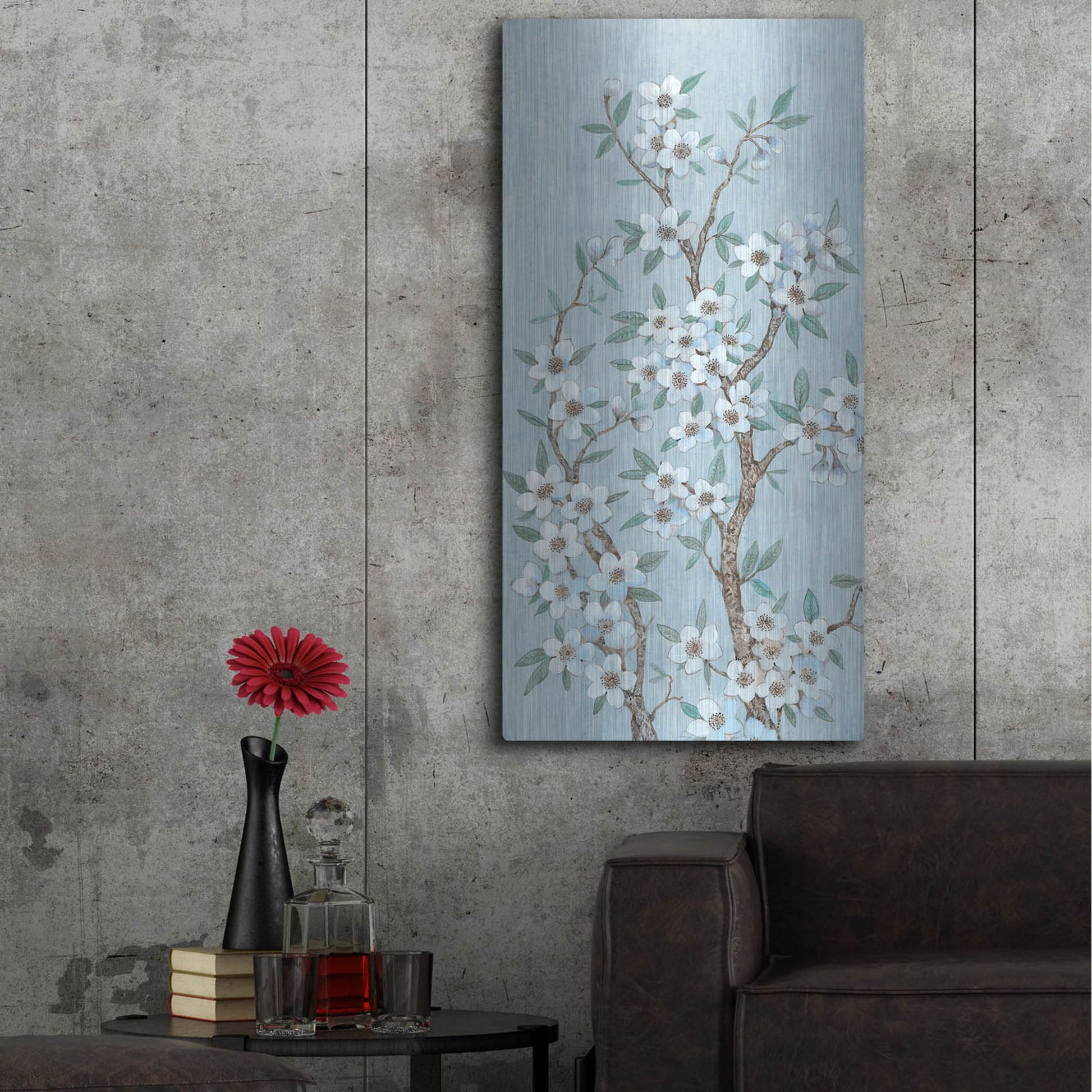 Luxe Metal Art 'Branches of Blossoms I' by Tim O'Toole, Metal Wall Art,24x48