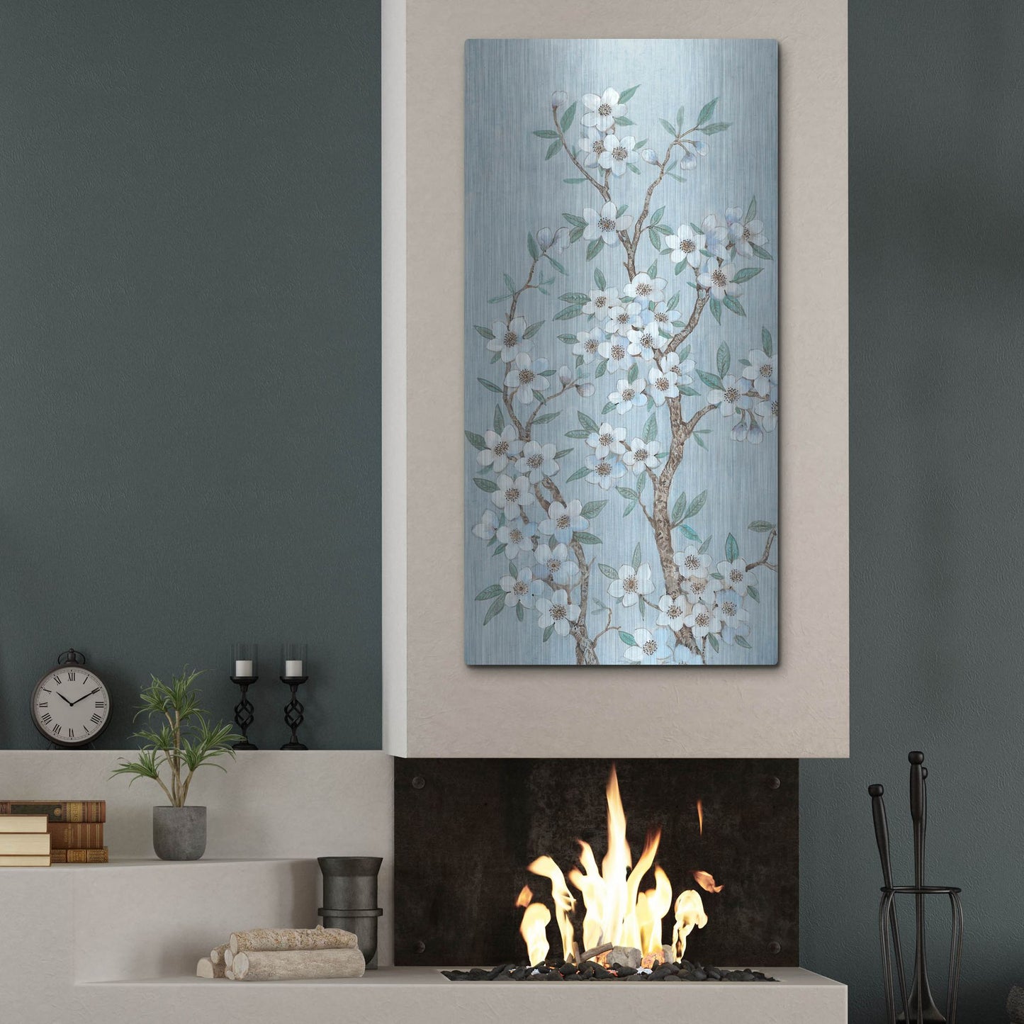 Luxe Metal Art 'Branches of Blossoms I' by Tim O'Toole, Metal Wall Art,24x48