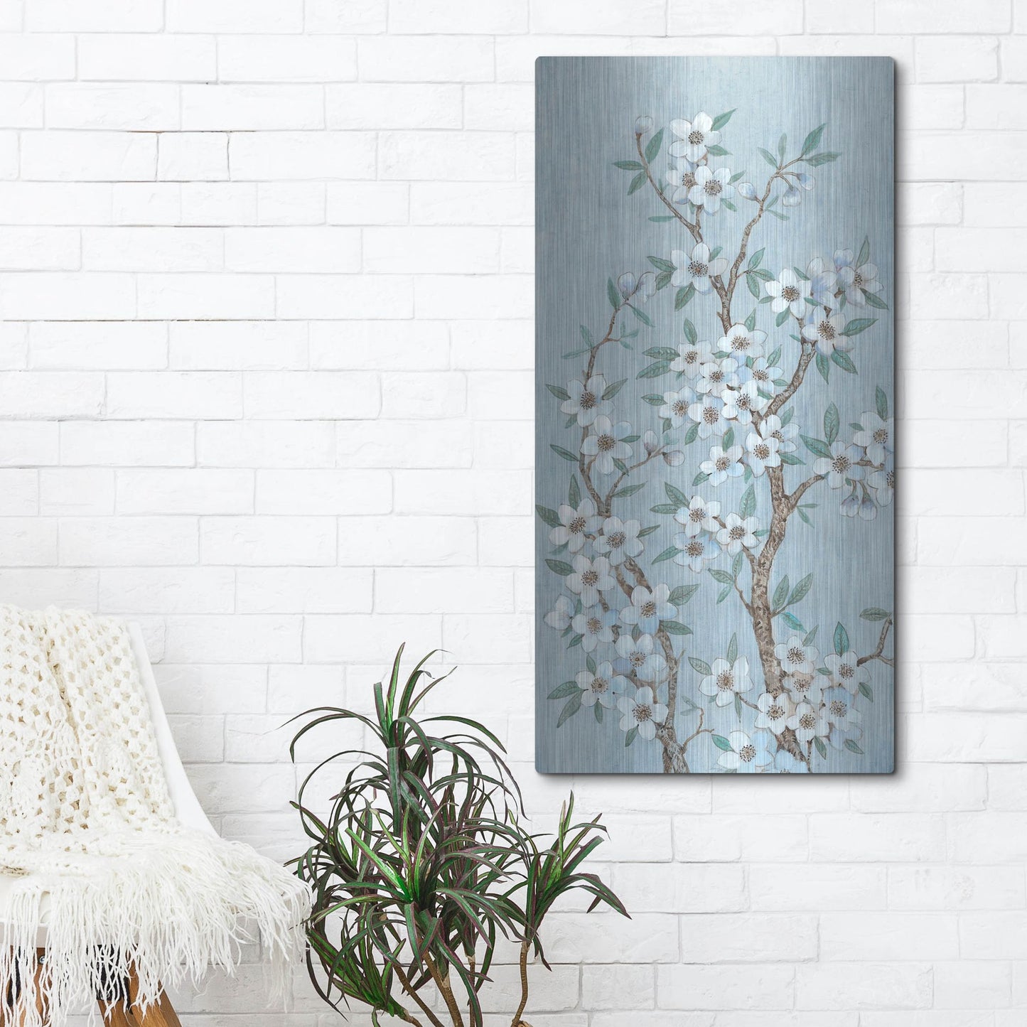 Luxe Metal Art 'Branches of Blossoms I' by Tim O'Toole, Metal Wall Art,24x48