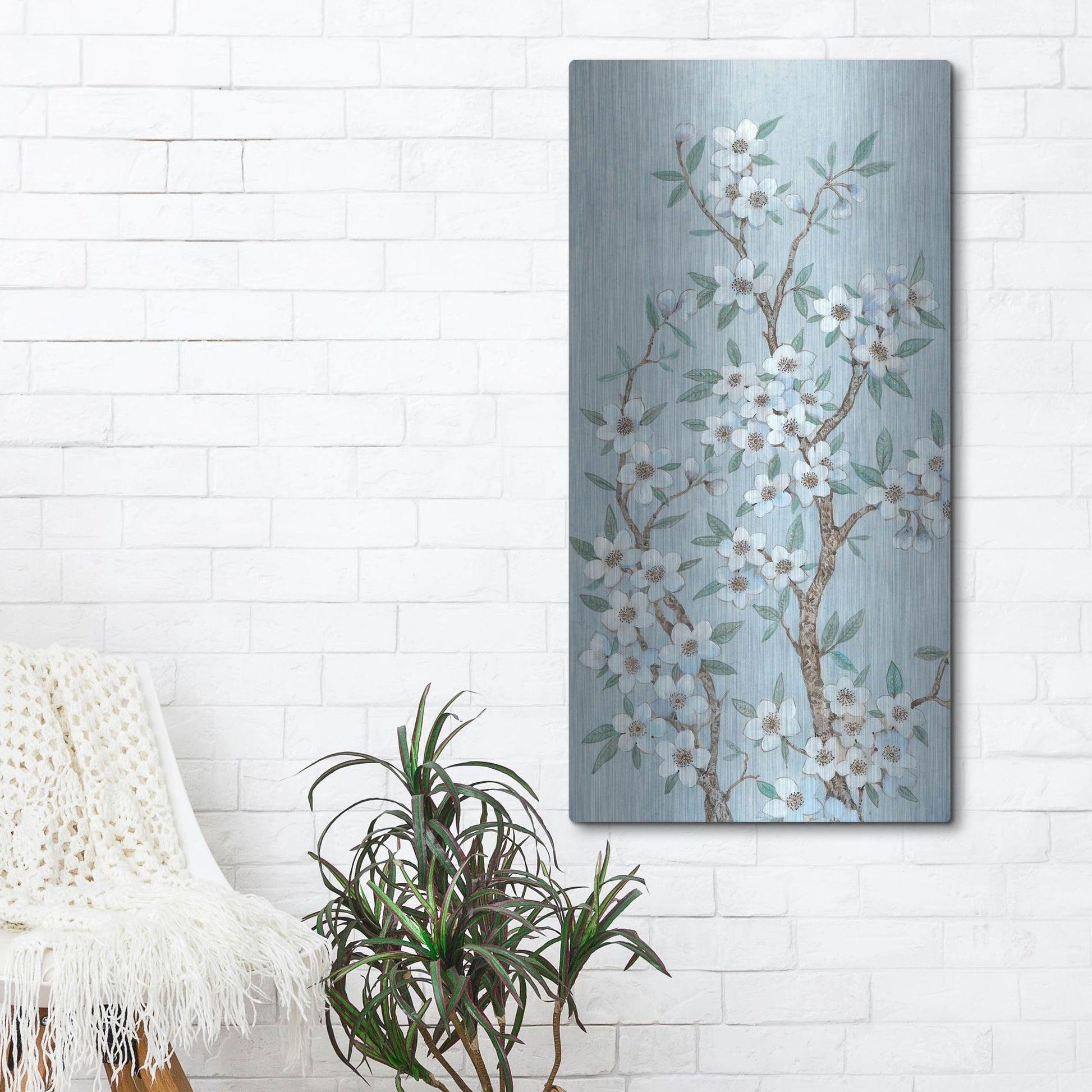 Luxe Metal Art 'Branches of Blossoms I' by Tim O'Toole, Metal Wall Art,24x48