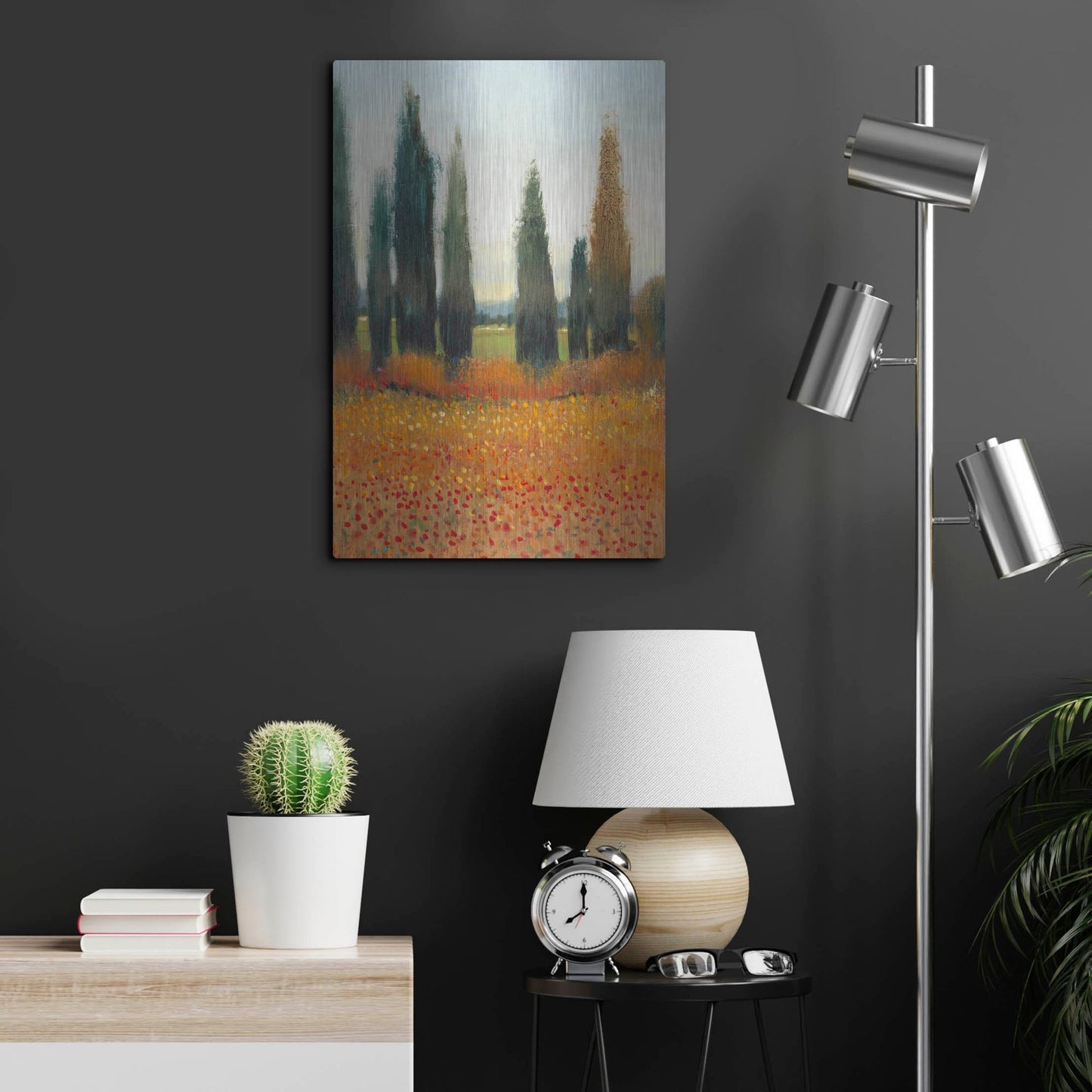 Luxe Metal Art 'Cypress Trees I' by Tim O'Toole, Metal Wall Art,16x24