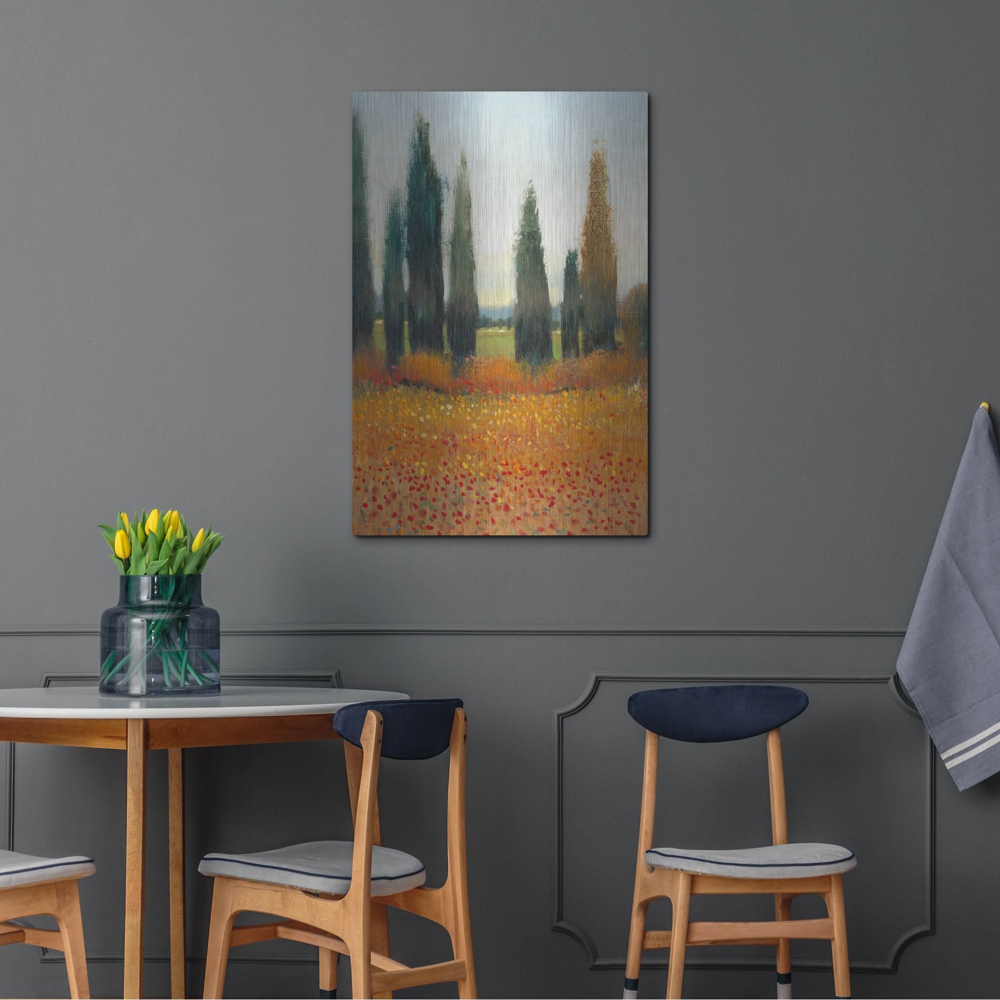 Luxe Metal Art 'Cypress Trees I' by Tim O'Toole, Metal Wall Art,24x36