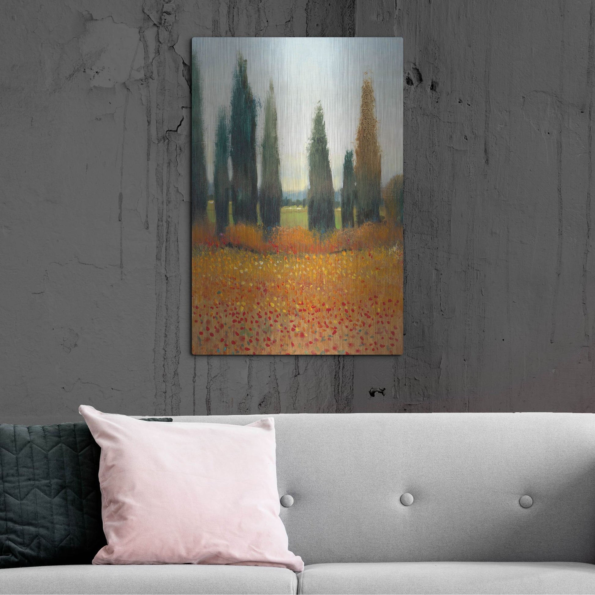 Luxe Metal Art 'Cypress Trees I' by Tim O'Toole, Metal Wall Art,24x36