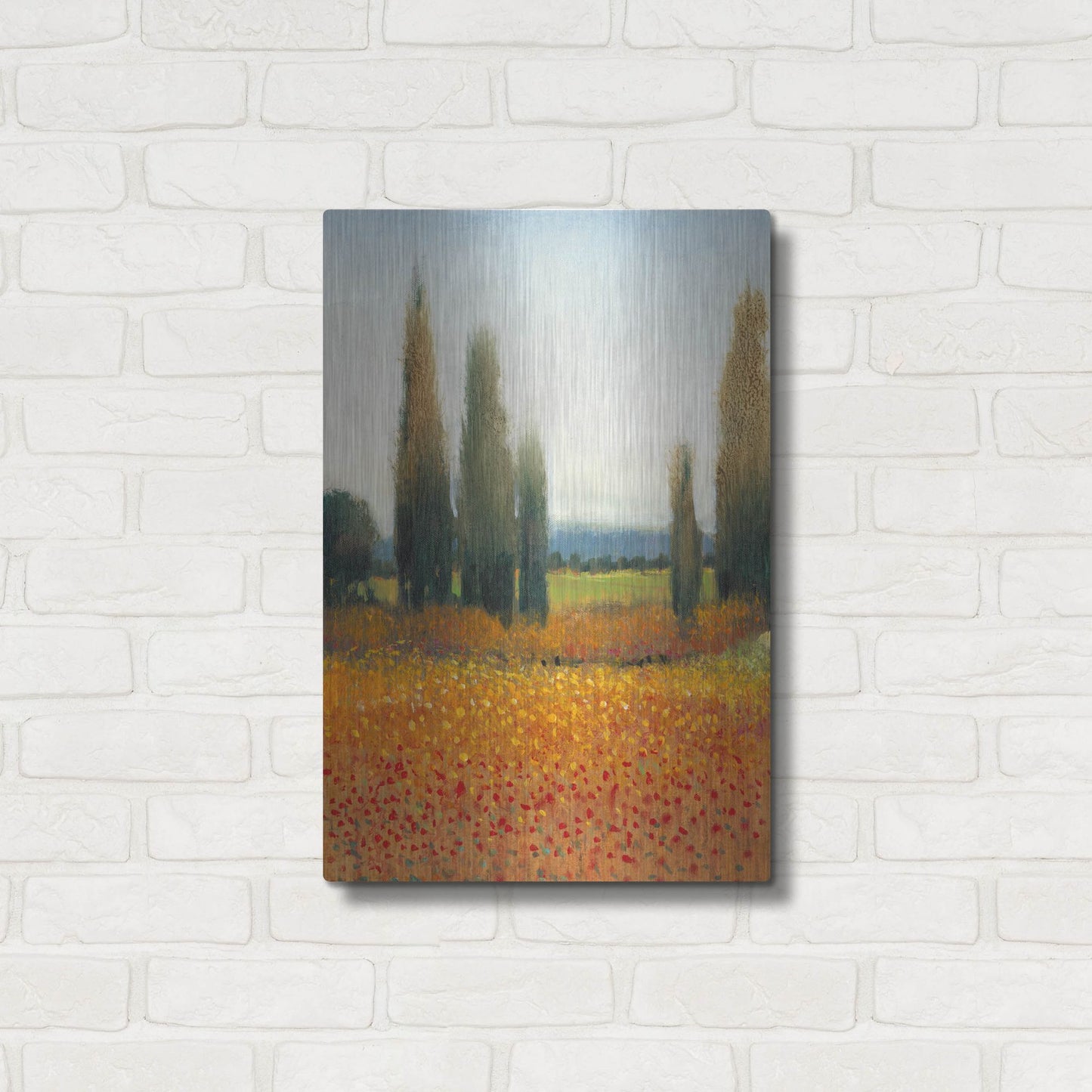 Luxe Metal Art 'Cypress Trees II' by Tim O'Toole, Metal Wall Art,16x24