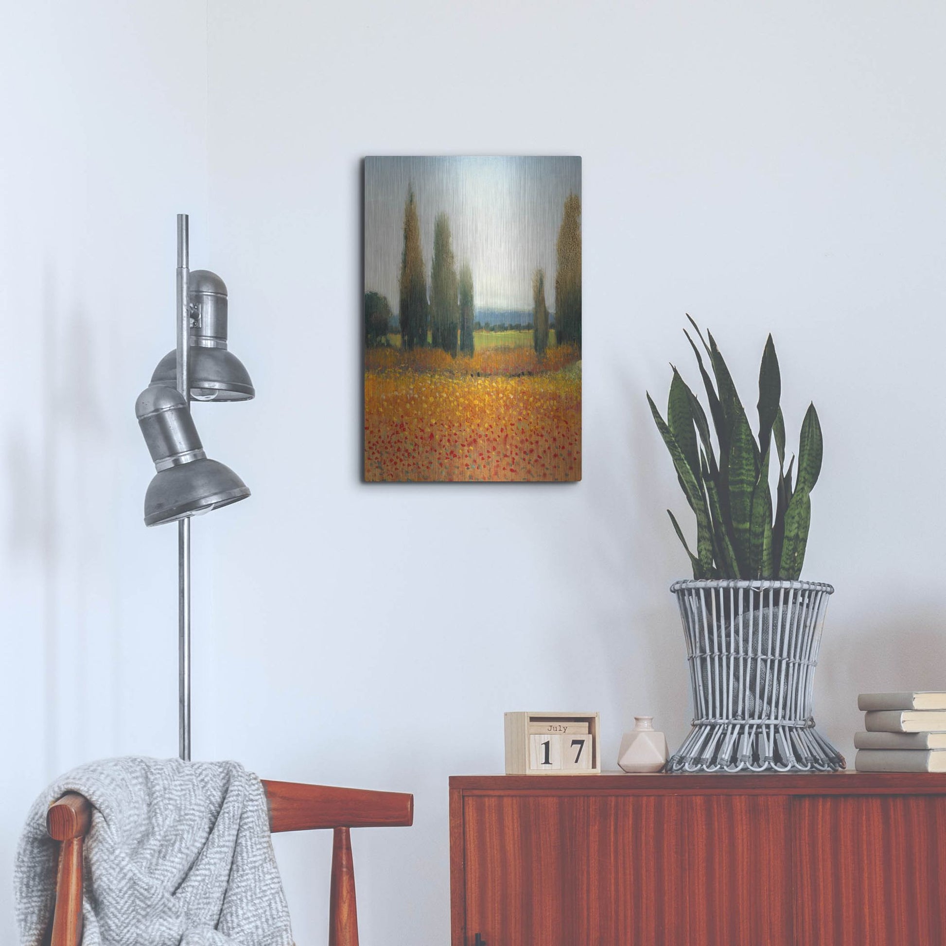 Luxe Metal Art 'Cypress Trees II' by Tim O'Toole, Metal Wall Art,16x24