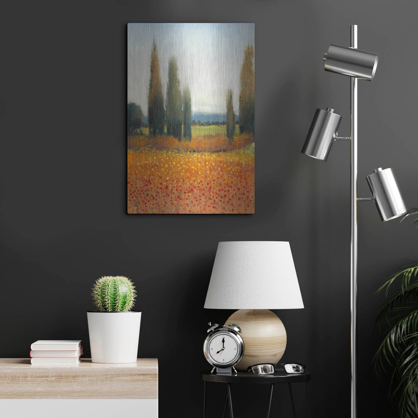 Luxe Metal Art 'Cypress Trees II' by Tim O'Toole, Metal Wall Art,16x24