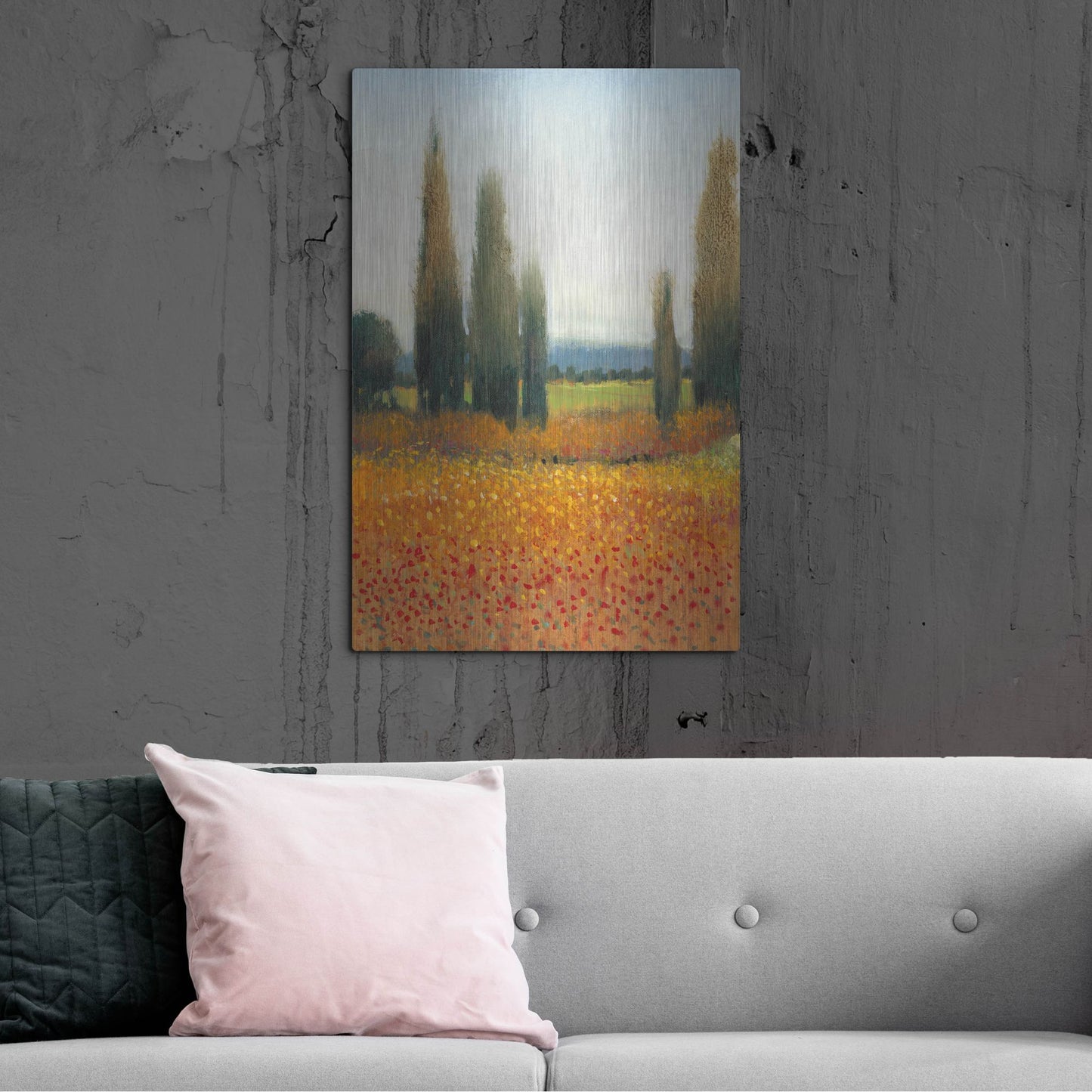 Luxe Metal Art 'Cypress Trees II' by Tim O'Toole, Metal Wall Art,24x36