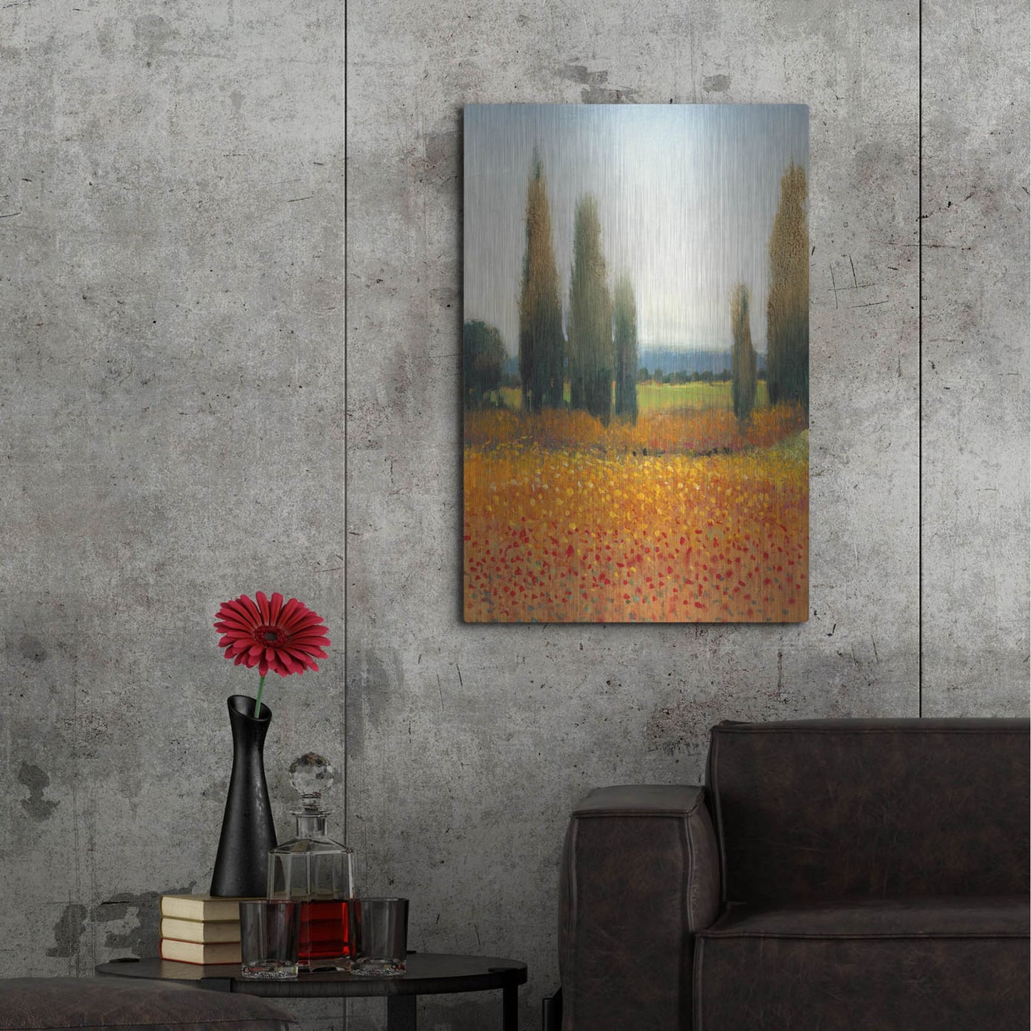 Luxe Metal Art 'Cypress Trees II' by Tim O'Toole, Metal Wall Art,24x36