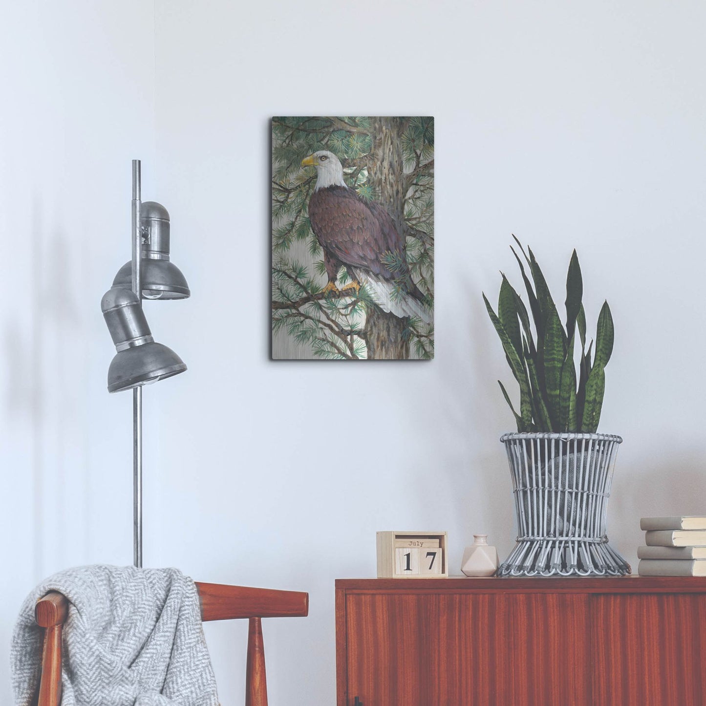 Luxe Metal Art 'Eagle in the Pine' by Tim O'Toole, Metal Wall Art,16x24