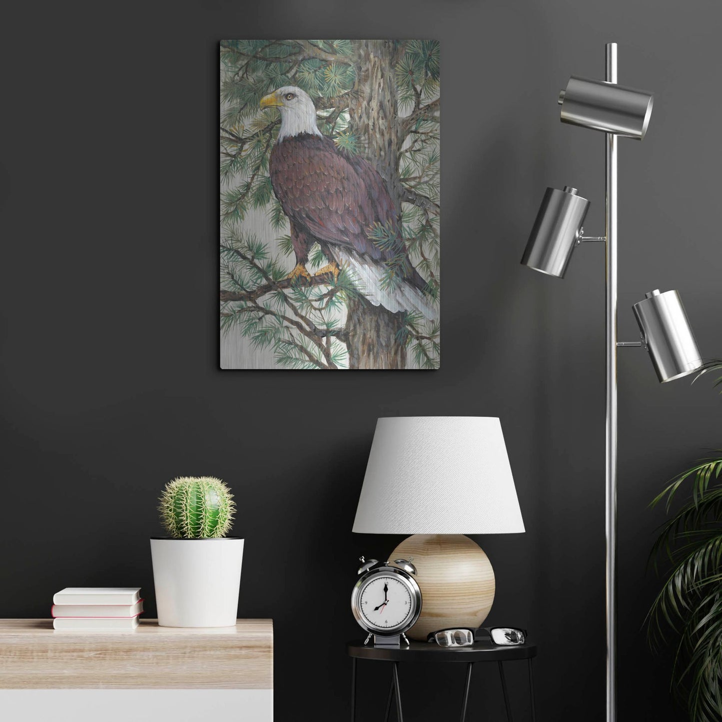 Luxe Metal Art 'Eagle in the Pine' by Tim O'Toole, Metal Wall Art,16x24