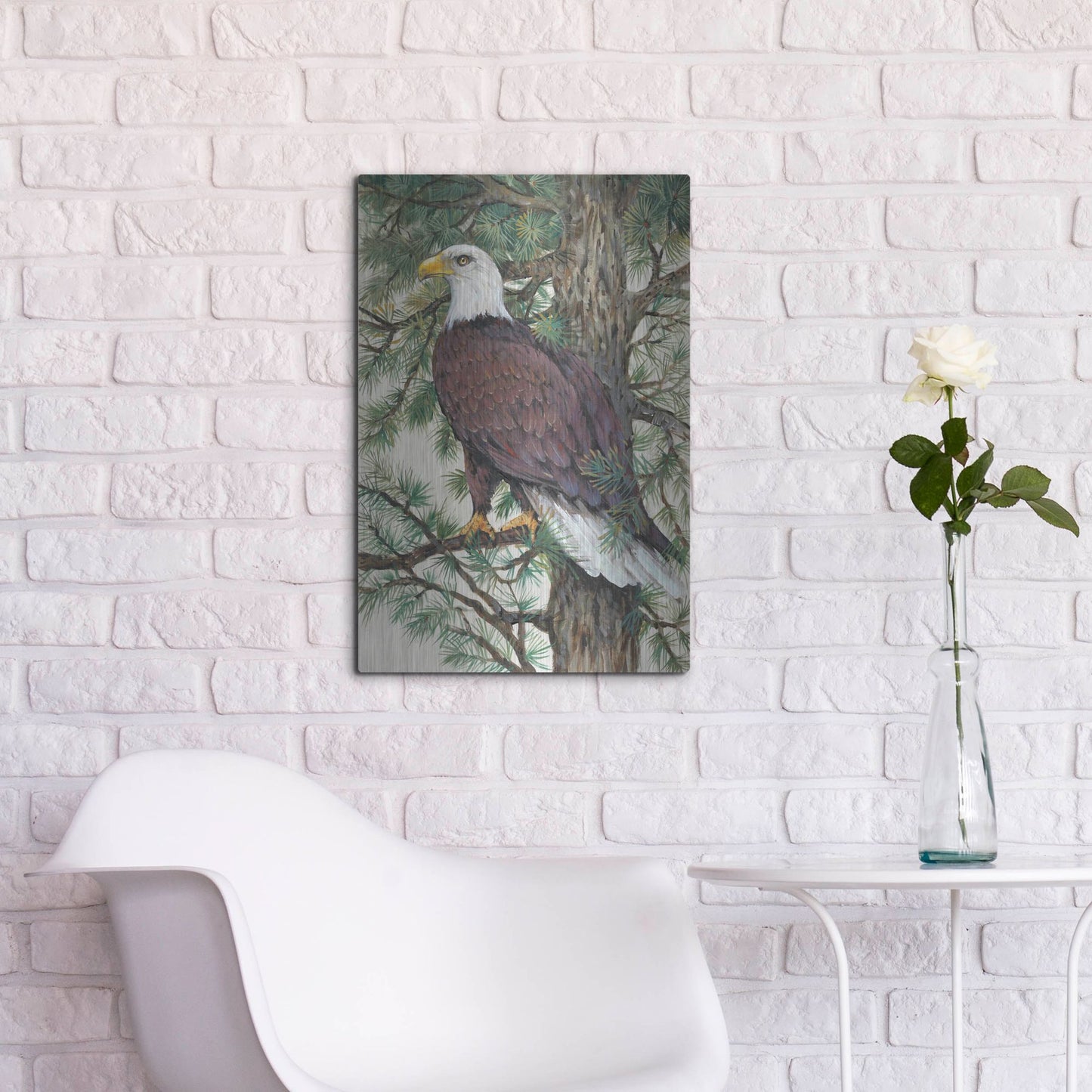 Luxe Metal Art 'Eagle in the Pine' by Tim O'Toole, Metal Wall Art,16x24