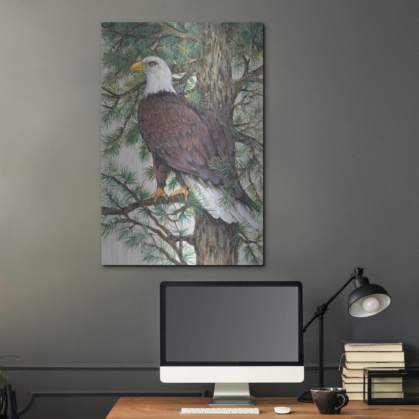Luxe Metal Art 'Eagle in the Pine' by Tim O'Toole, Metal Wall Art,24x36