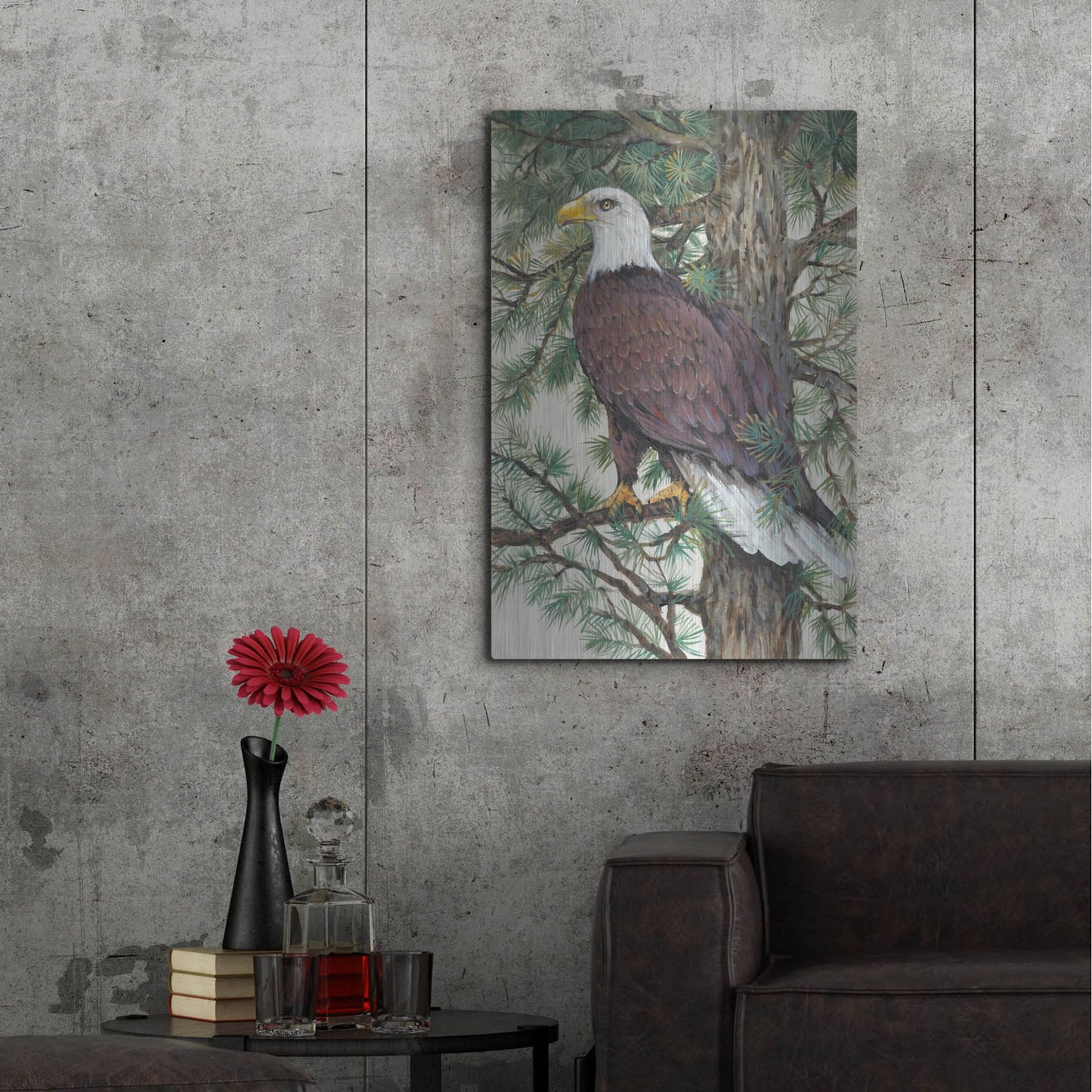Luxe Metal Art 'Eagle in the Pine' by Tim O'Toole, Metal Wall Art,24x36