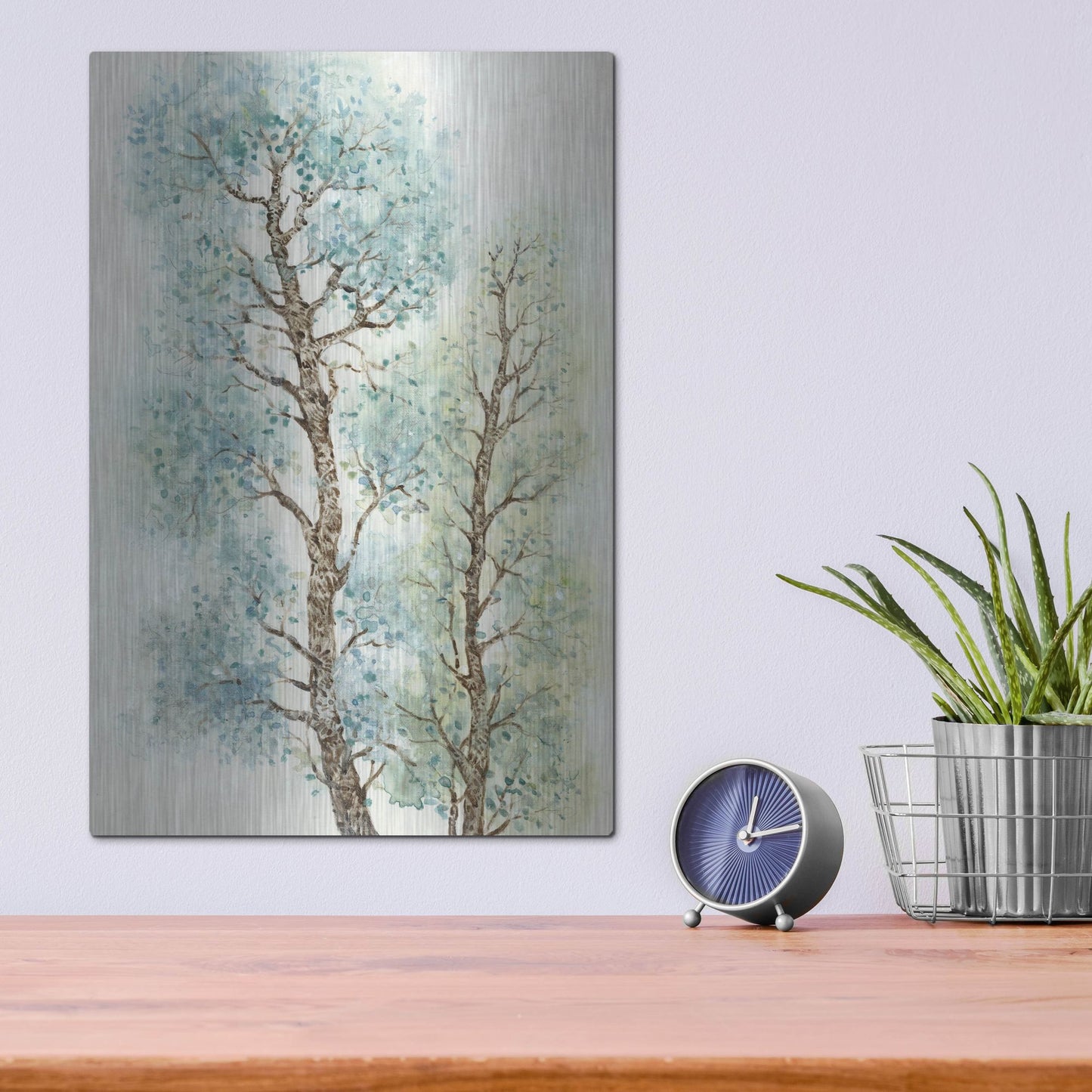 Luxe Metal Art 'Tranquil Tree Tops I' by Tim O'Toole, Metal Wall Art,12x16