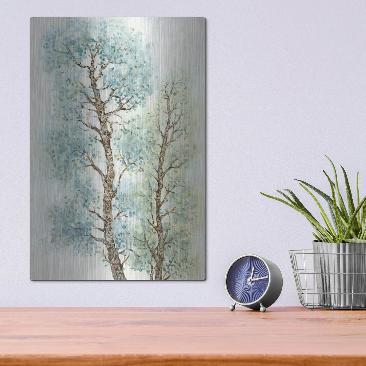 Luxe Metal Art 'Tranquil Tree Tops I' by Tim O'Toole, Metal Wall Art,12x16
