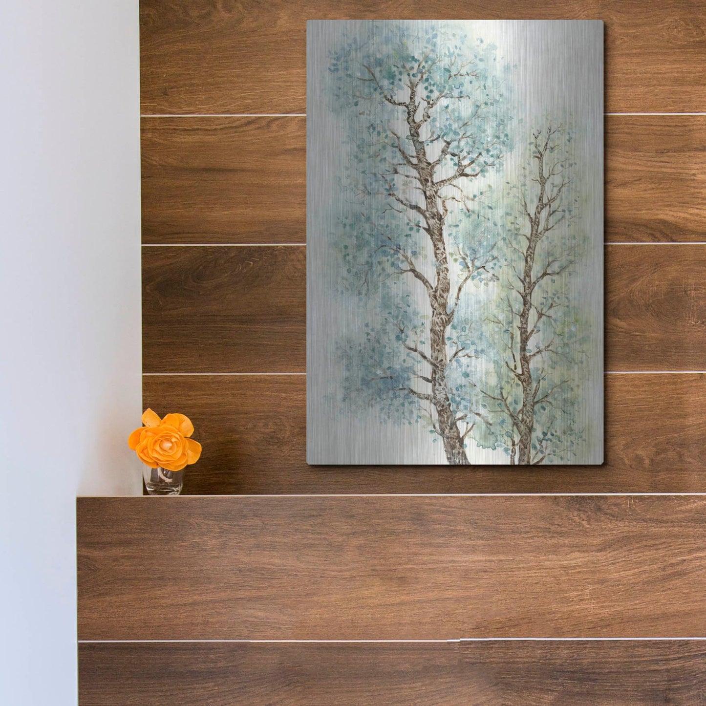 Luxe Metal Art 'Tranquil Tree Tops I' by Tim O'Toole, Metal Wall Art,12x16