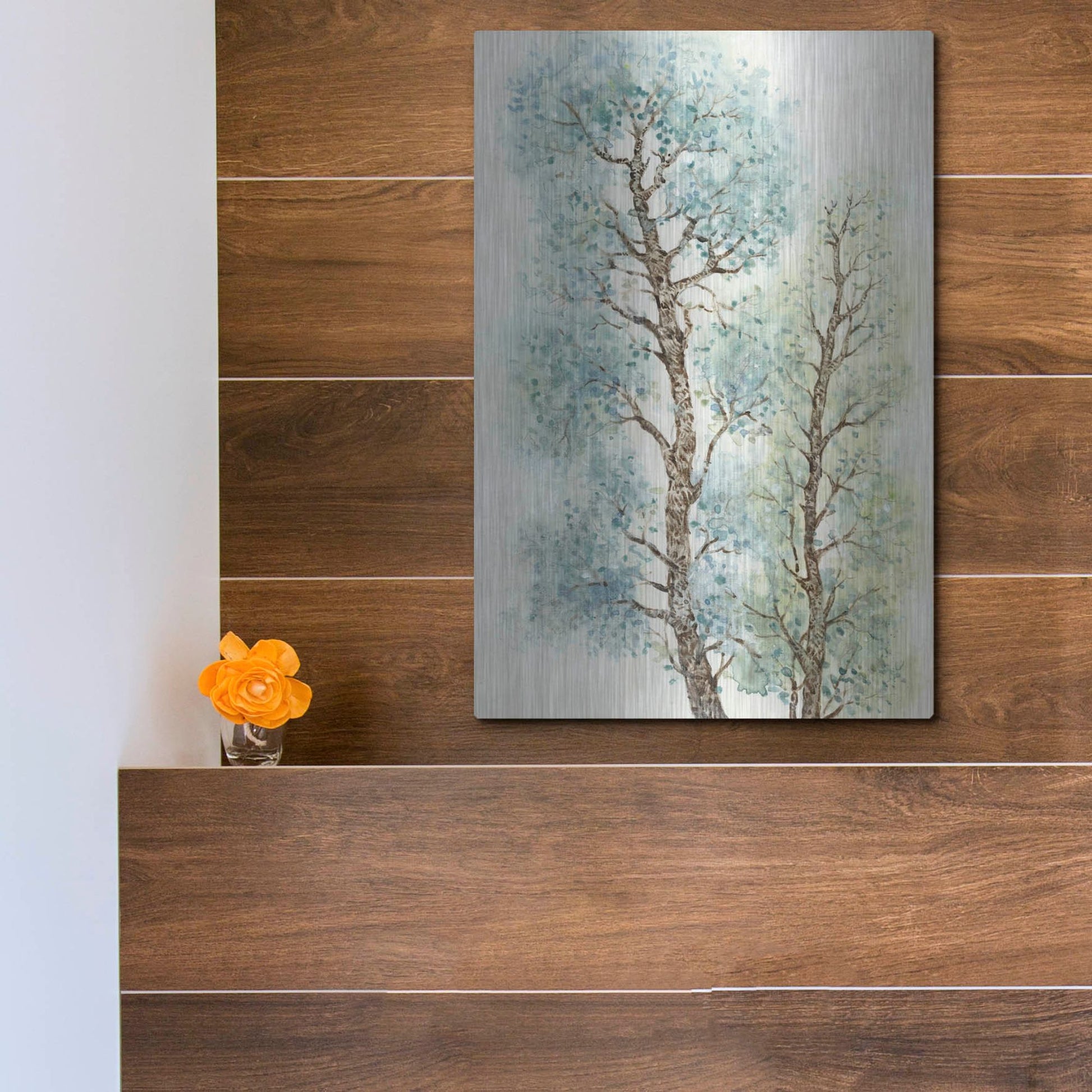 Luxe Metal Art 'Tranquil Tree Tops I' by Tim O'Toole, Metal Wall Art,12x16