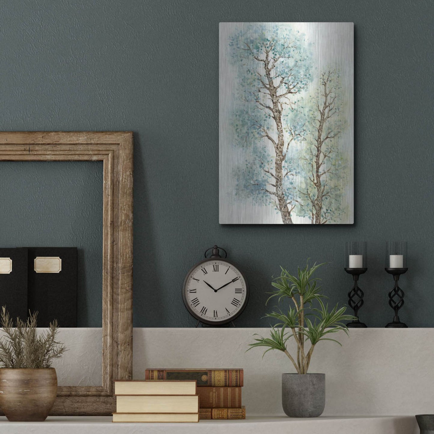 Luxe Metal Art 'Tranquil Tree Tops I' by Tim O'Toole, Metal Wall Art,12x16