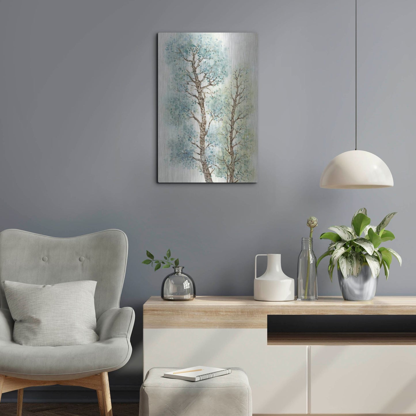 Luxe Metal Art 'Tranquil Tree Tops I' by Tim O'Toole, Metal Wall Art,16x24