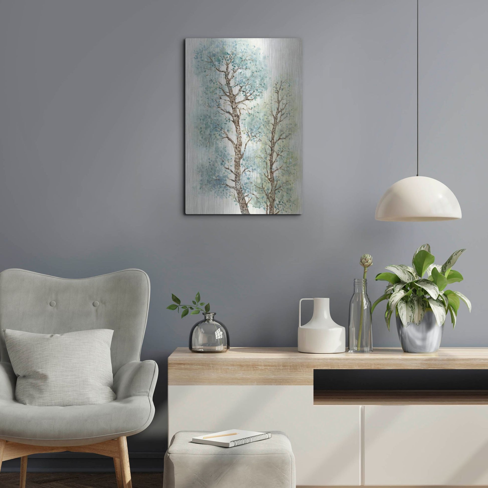 Luxe Metal Art 'Tranquil Tree Tops I' by Tim O'Toole, Metal Wall Art,16x24