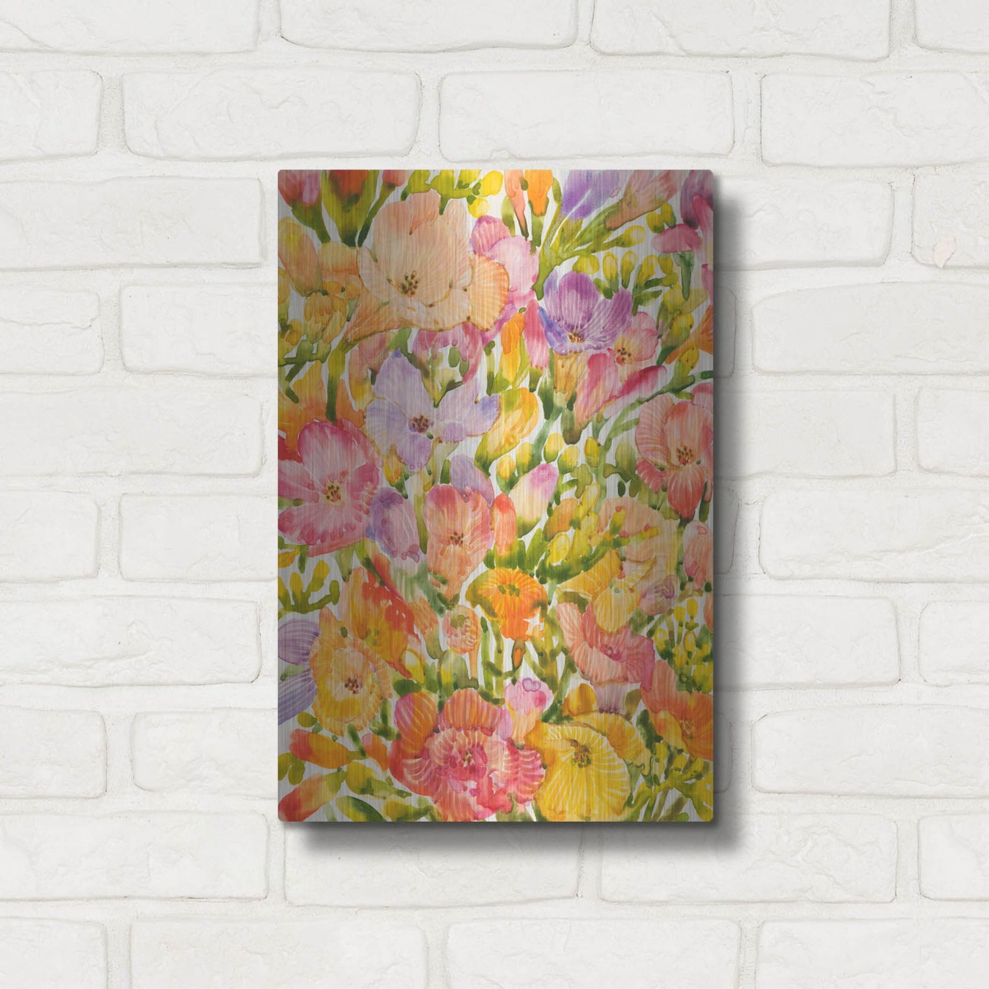 Luxe Metal Art 'Wildflower Study I' by Tim O'Toole, Metal Wall Art,12x16