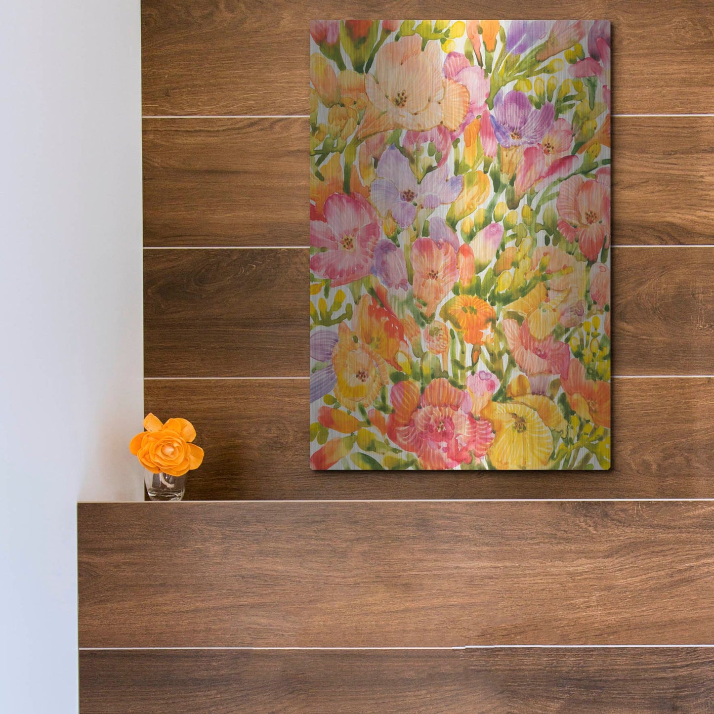 Luxe Metal Art 'Wildflower Study I' by Tim O'Toole, Metal Wall Art,12x16