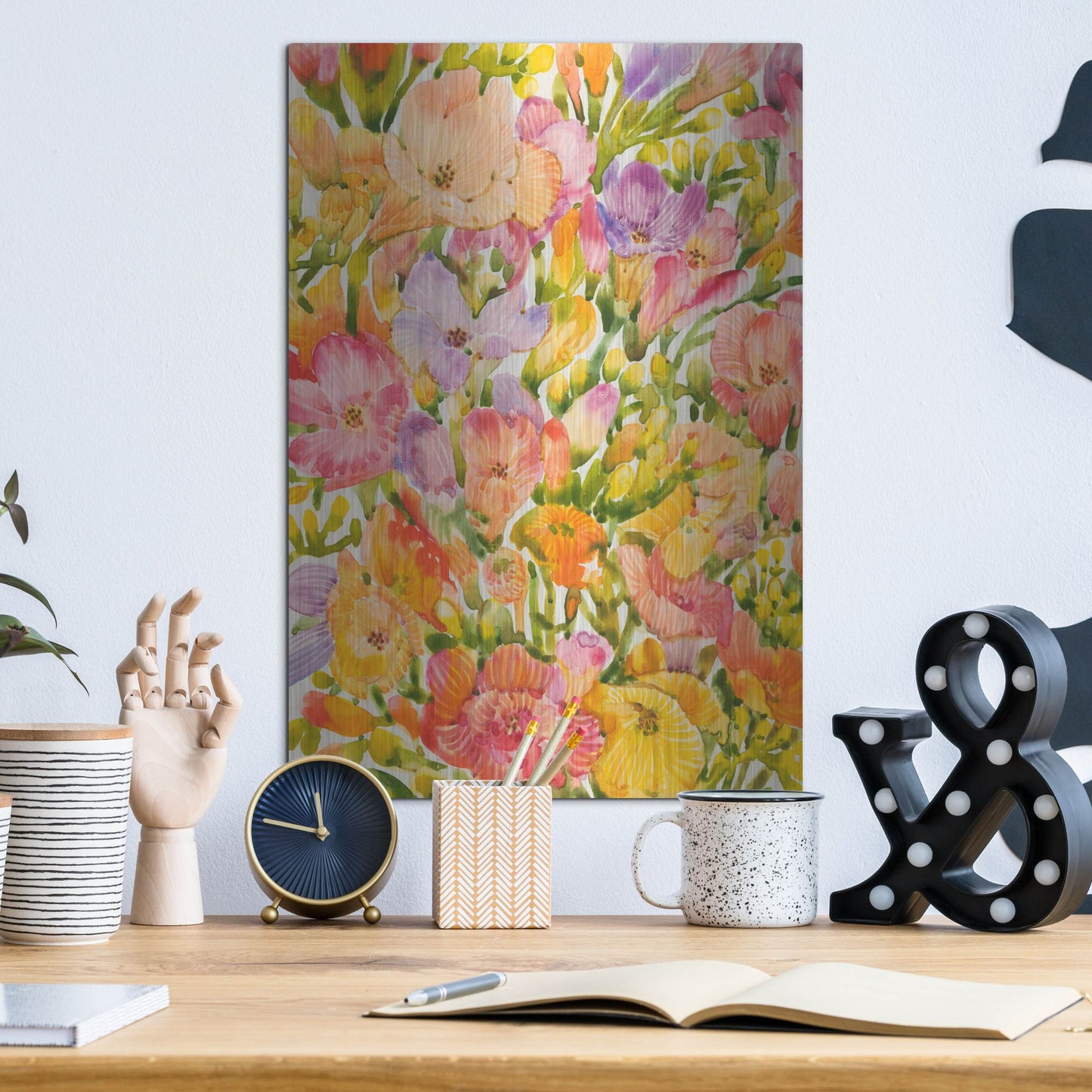 Luxe Metal Art 'Wildflower Study I' by Tim O'Toole, Metal Wall Art,12x16