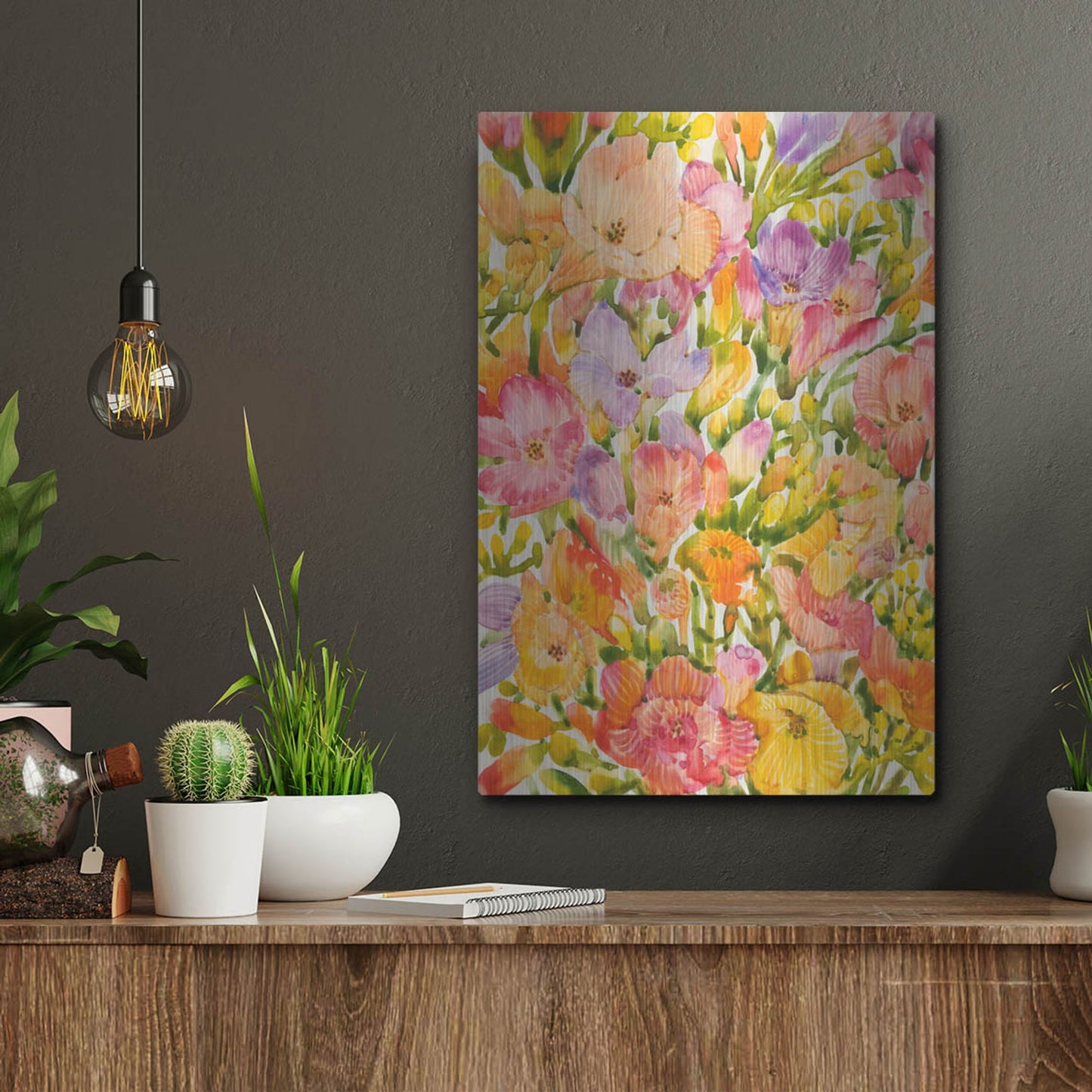 Luxe Metal Art 'Wildflower Study I' by Tim O'Toole, Metal Wall Art,12x16