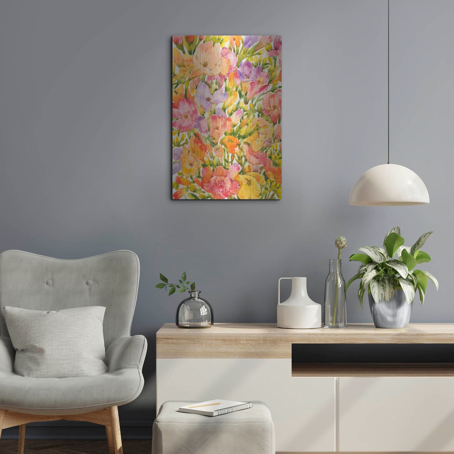 Luxe Metal Art 'Wildflower Study I' by Tim O'Toole, Metal Wall Art,16x24