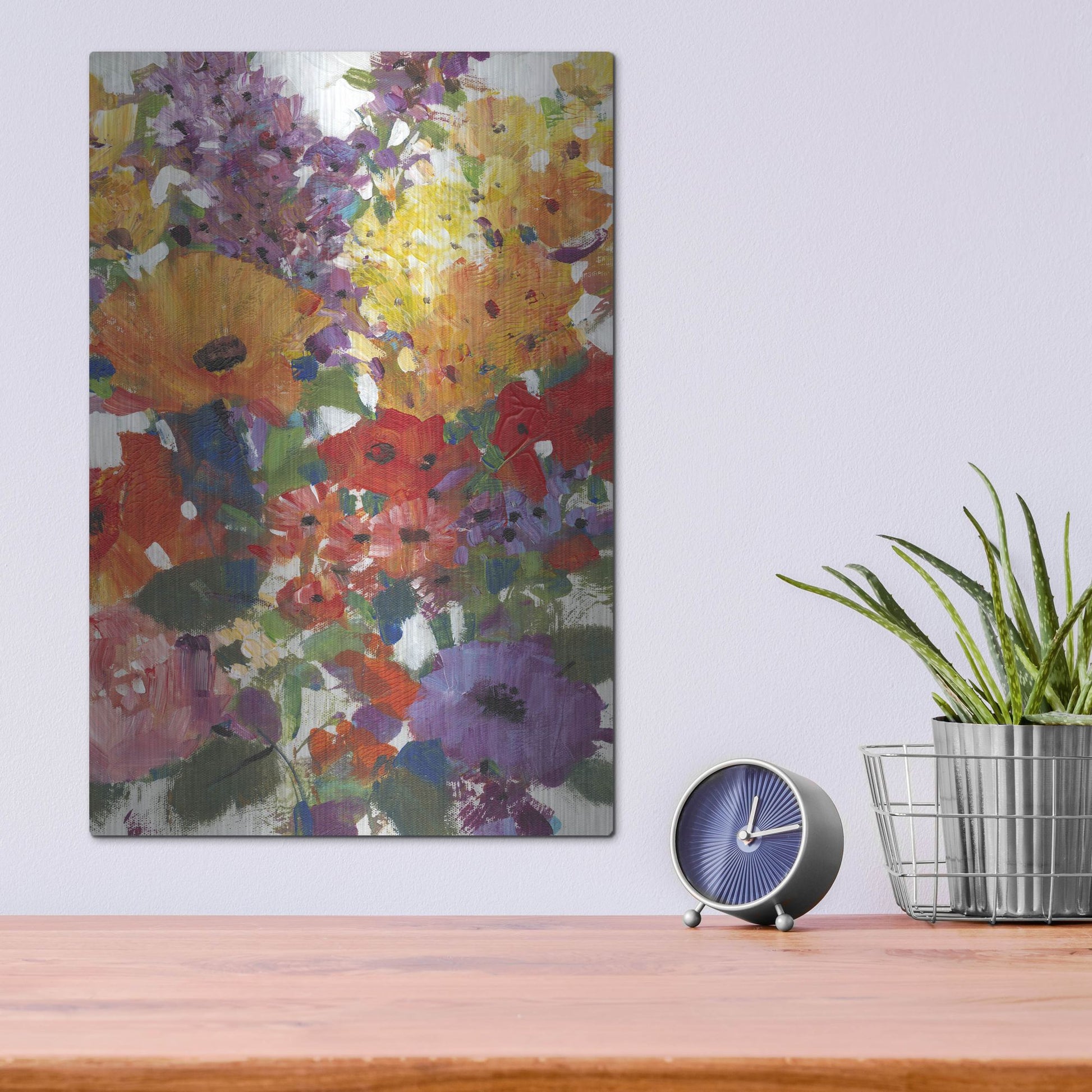 Luxe Metal Art 'Fresh Floral I' by Tim O'Toole, Metal Wall Art,12x16