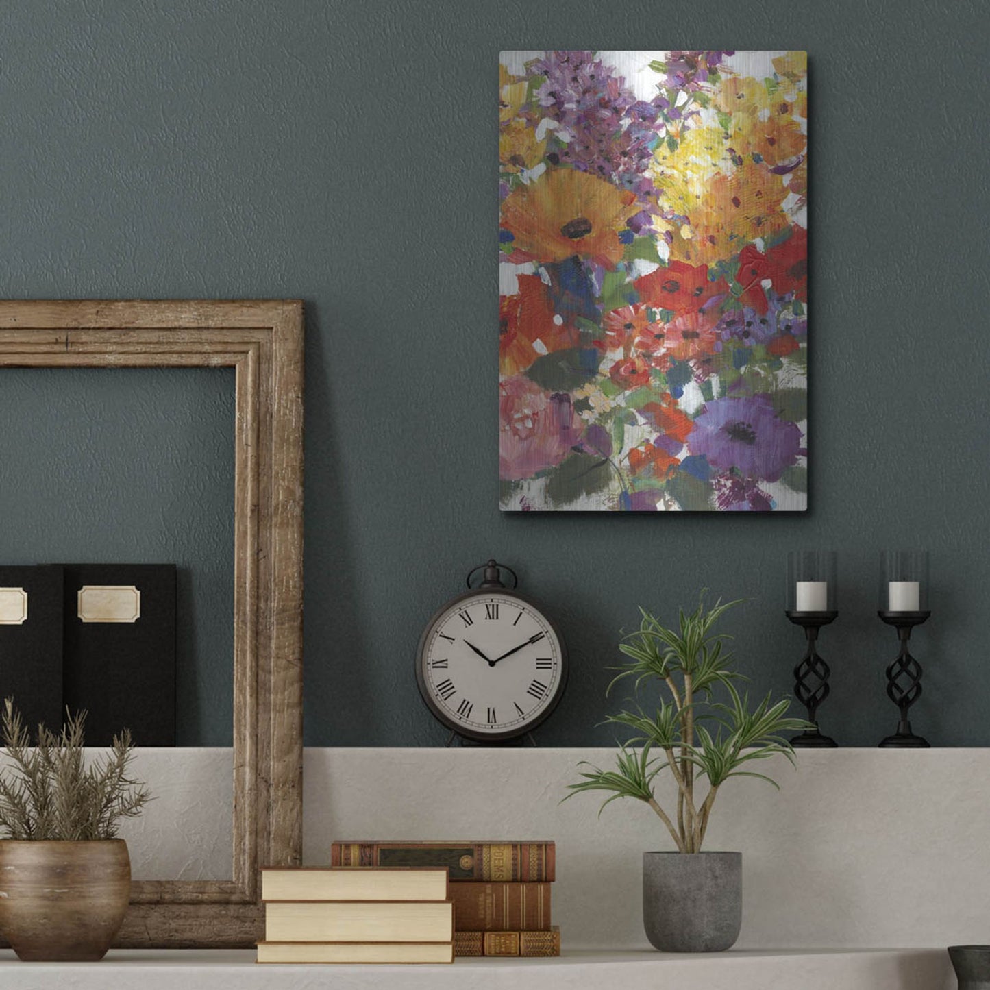 Luxe Metal Art 'Fresh Floral I' by Tim O'Toole, Metal Wall Art,12x16