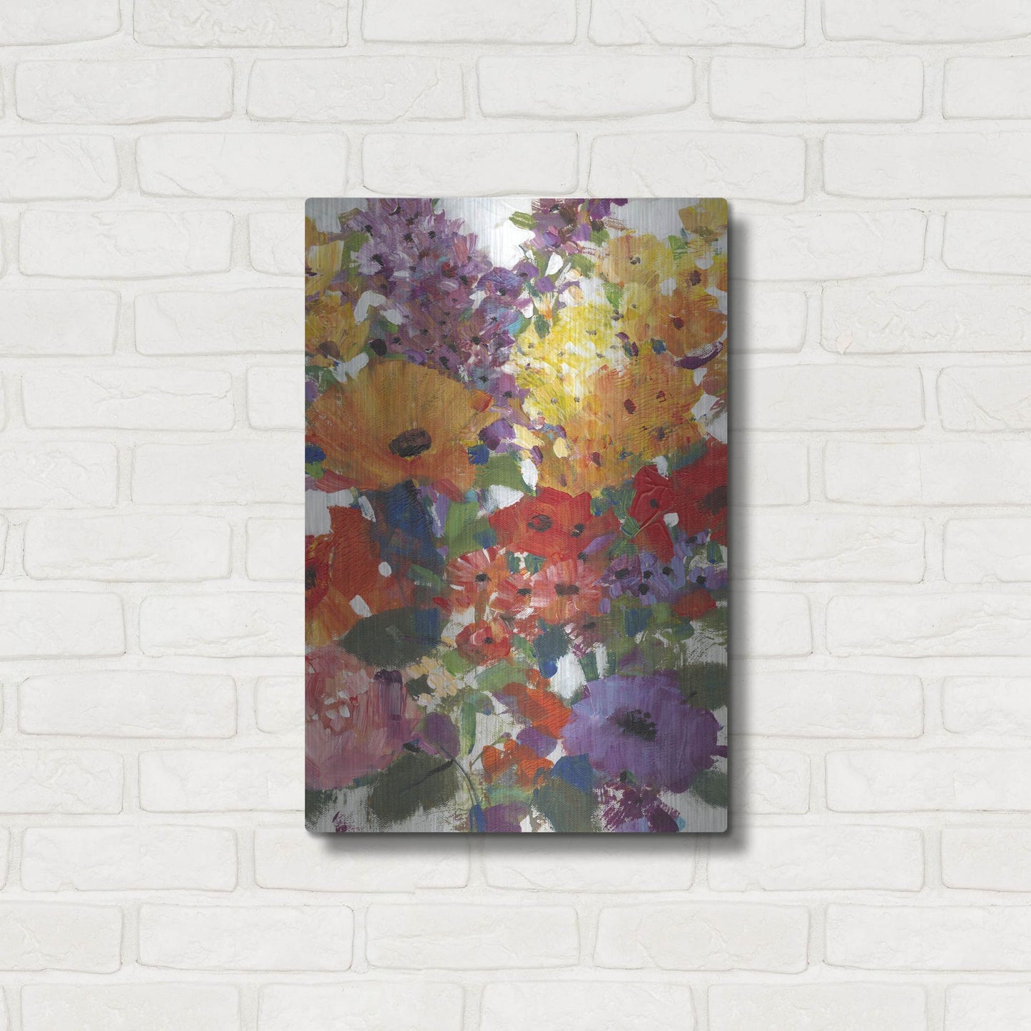 Luxe Metal Art 'Fresh Floral I' by Tim O'Toole, Metal Wall Art,16x24