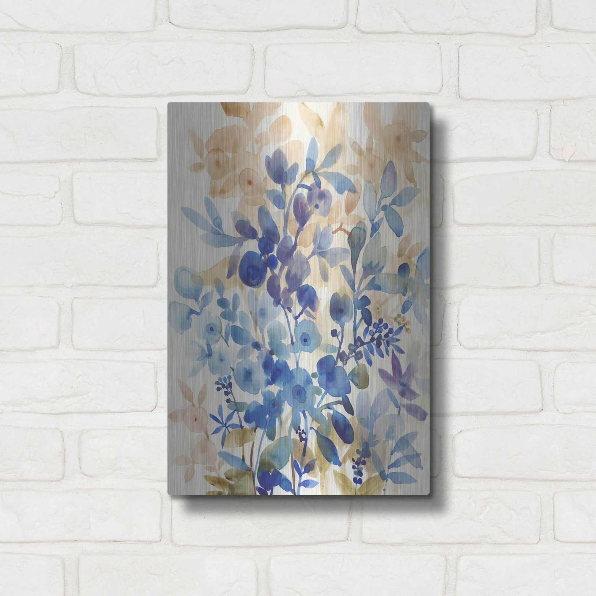 Luxe Metal Art 'Blueberry Floral I' by Tim O'Toole, Metal Wall Art,12x16