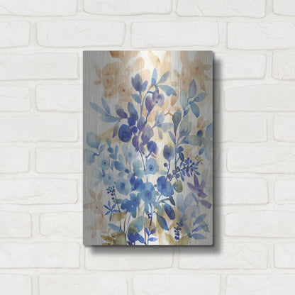 Luxe Metal Art 'Blueberry Floral I' by Tim O'Toole, Metal Wall Art,12x16