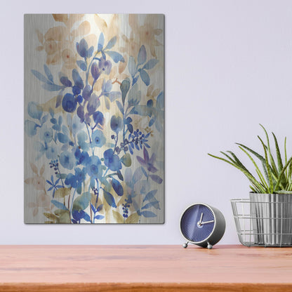 Luxe Metal Art 'Blueberry Floral I' by Tim O'Toole, Metal Wall Art,12x16